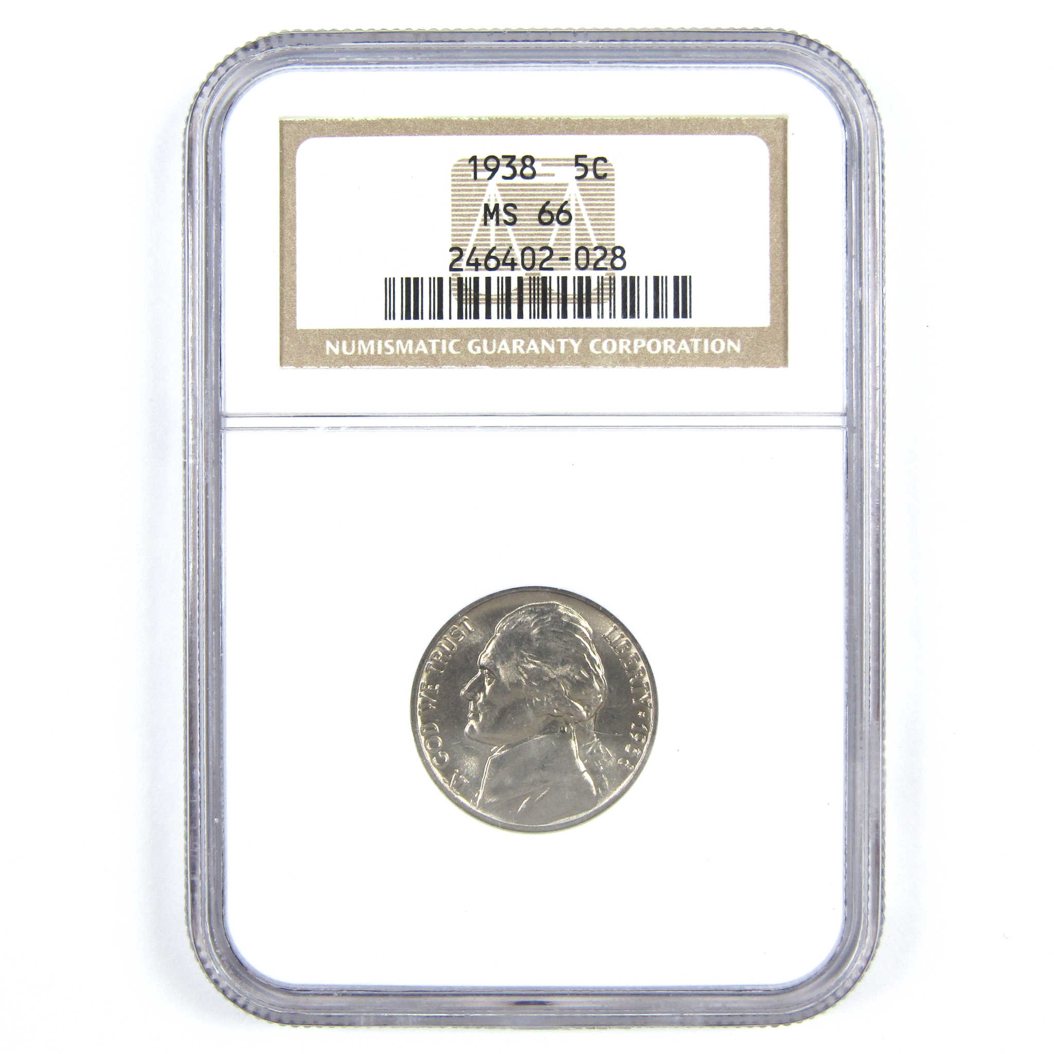 1938 Jefferson Nickel MS 66 NGC 5c Uncirculated Coin SKU:CPC7388
