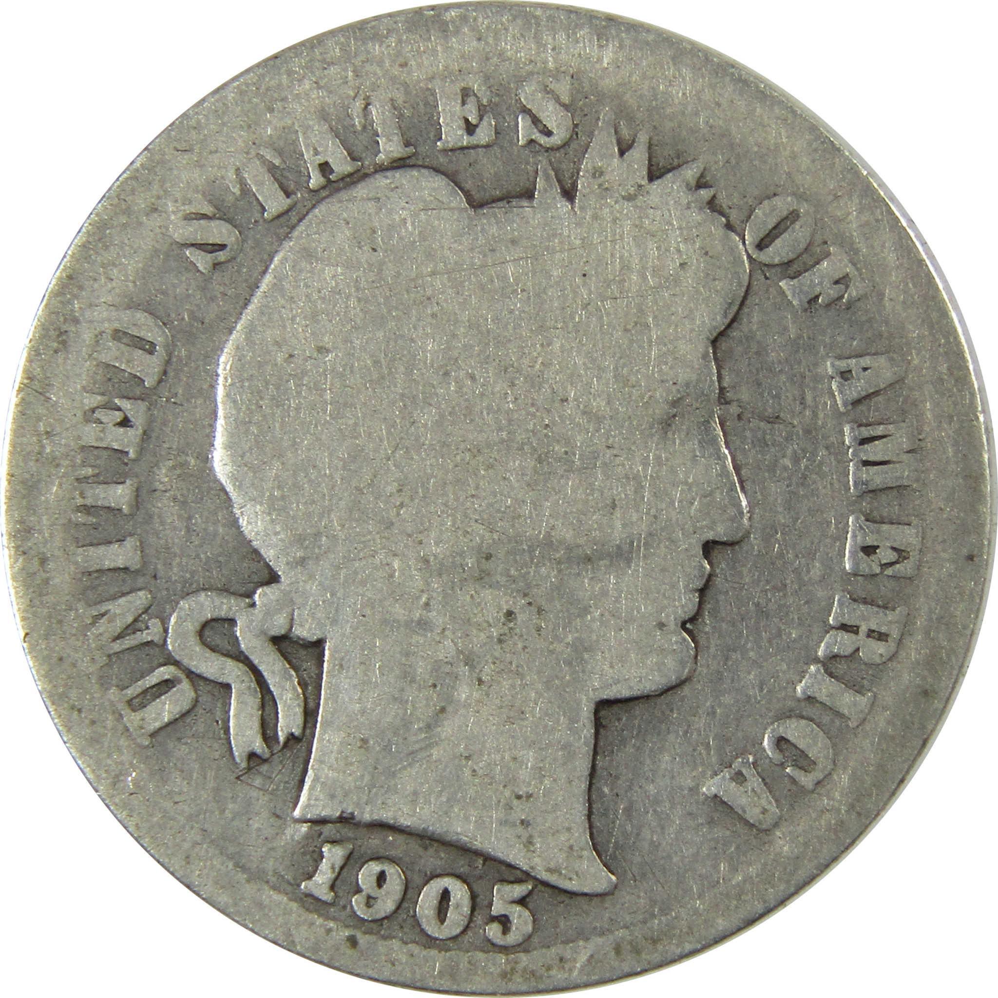 1905 O Micro O Barber Silver Dime AG About Good Details SKU:I26618