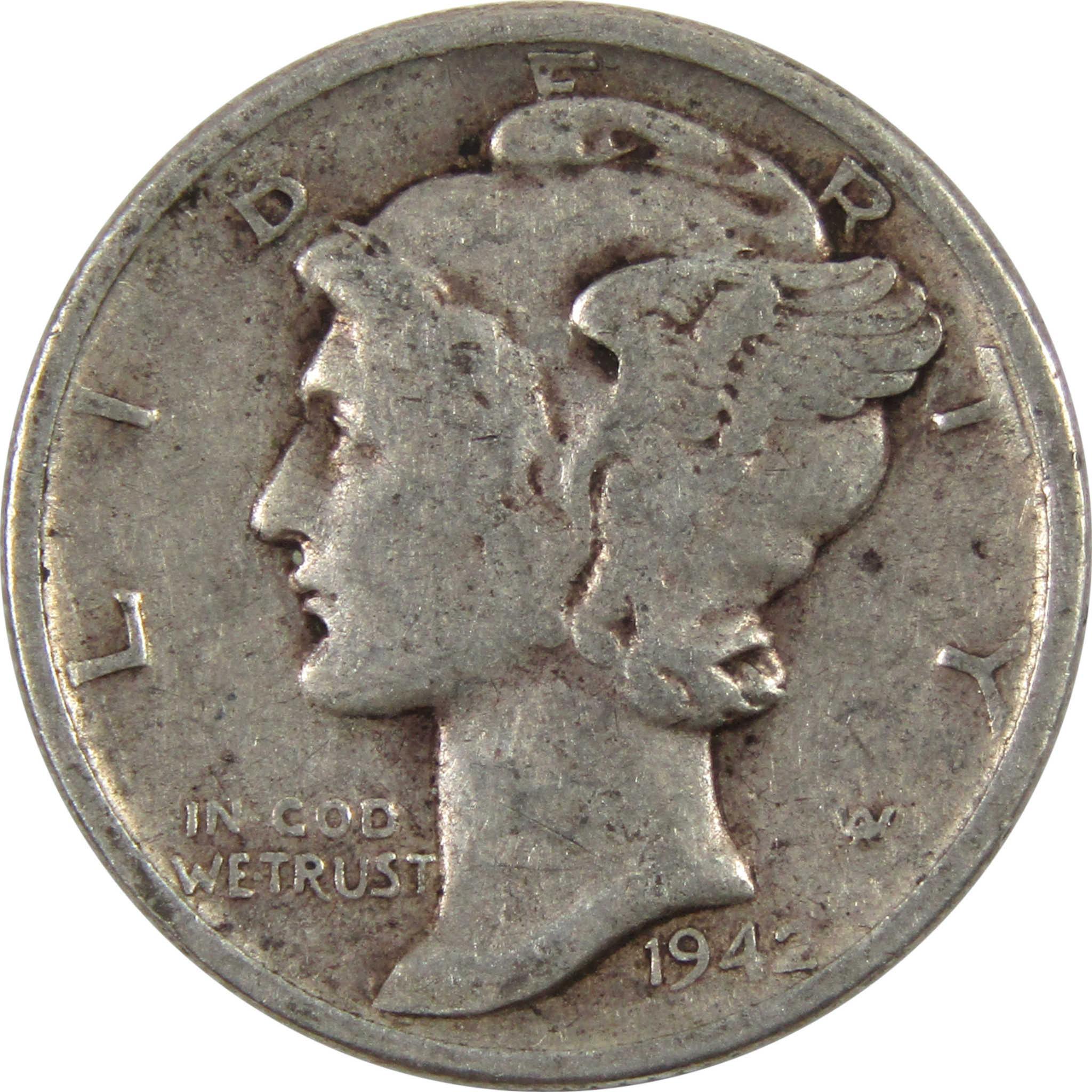 1942 S Mercury Dime AG About Good 90% Silver 10c Coin