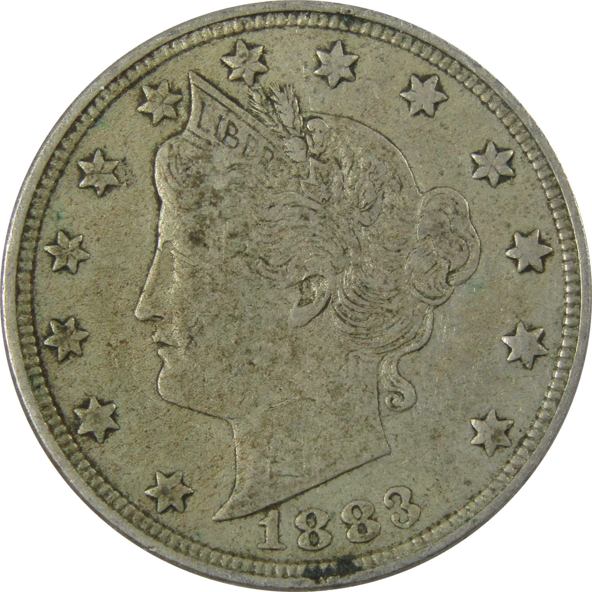 1883 No Cents Liberty Head V Nickel F Fine 5c Coin SKU:I27229