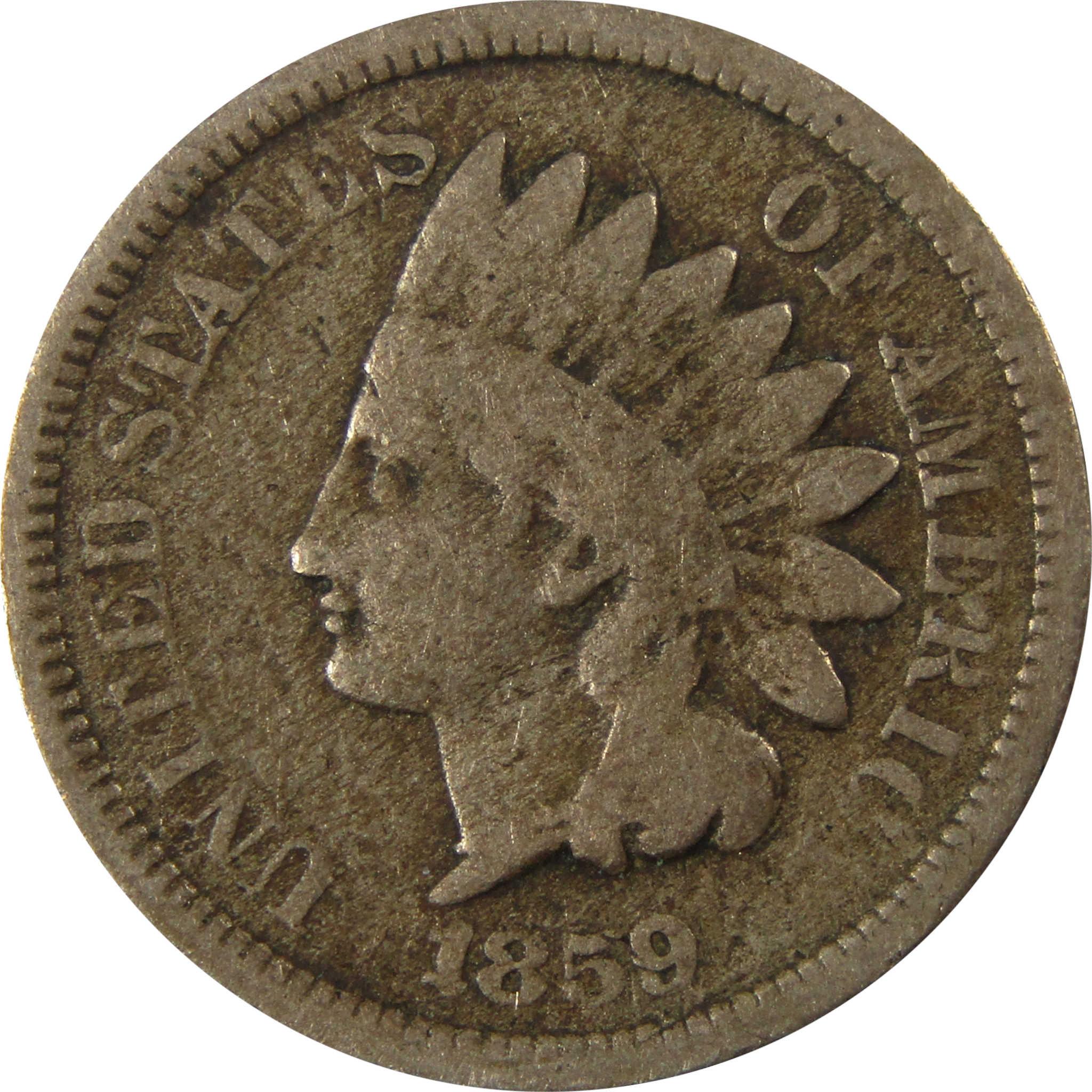 1859 Indian Head Cent G Good Penny 1c Coin SKU:CP1300
