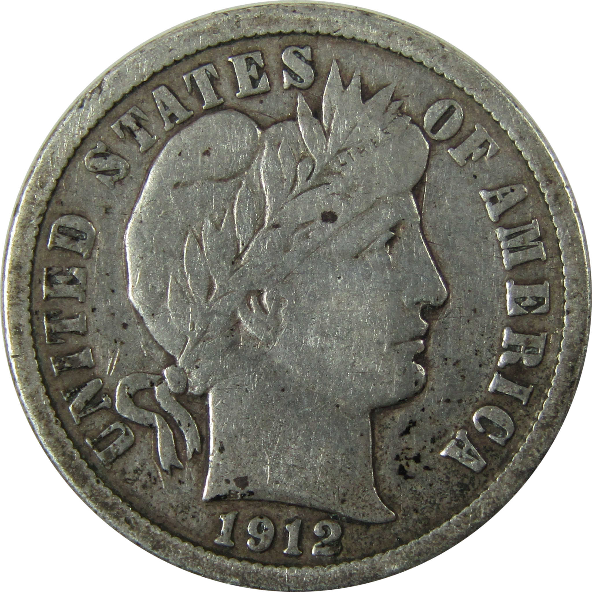1912 D Barber Silver Dime F Fine Details 10c Coin SKU:CP968