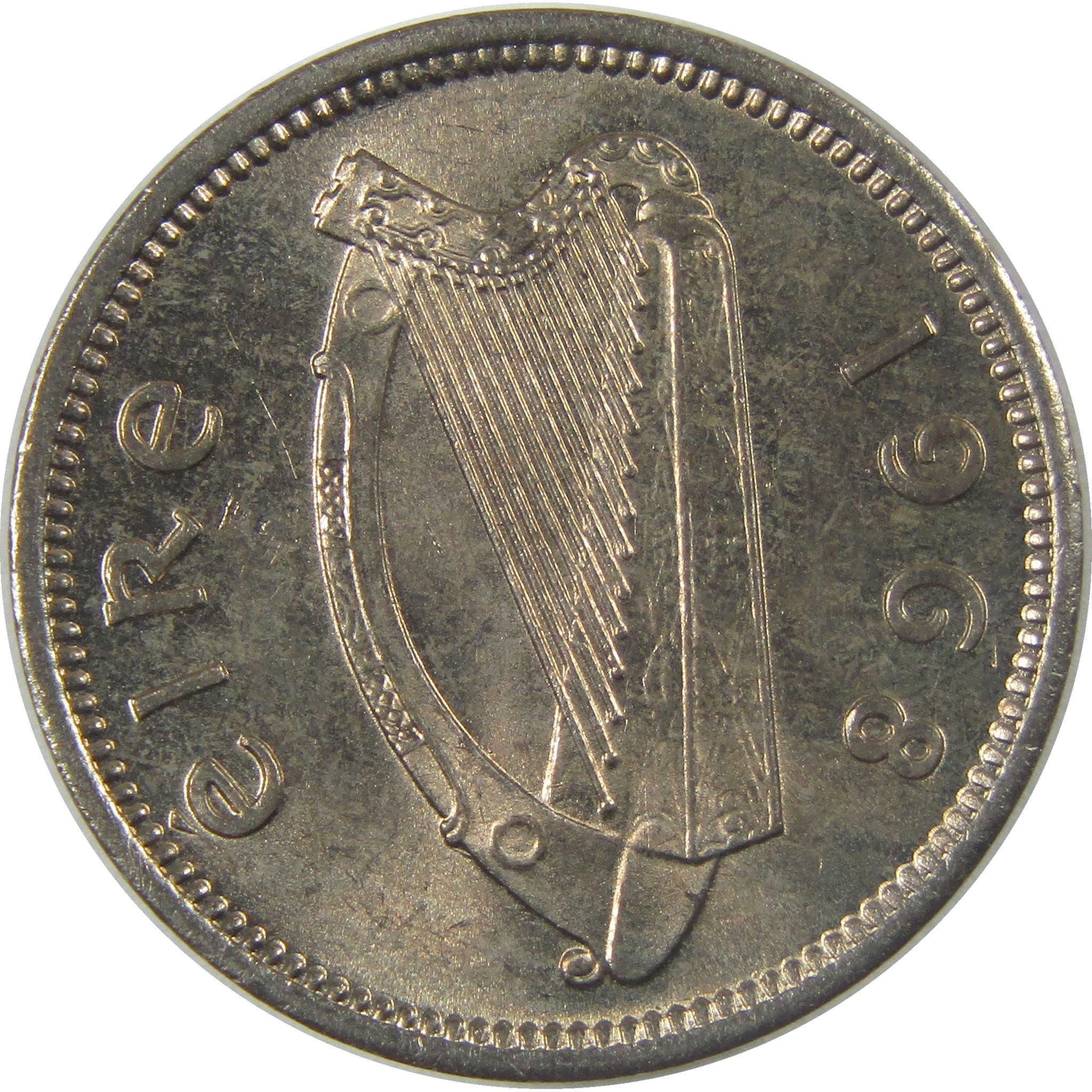 1968 Ireland 3 Pence Uncirculated Coin with Hare and Harp Design