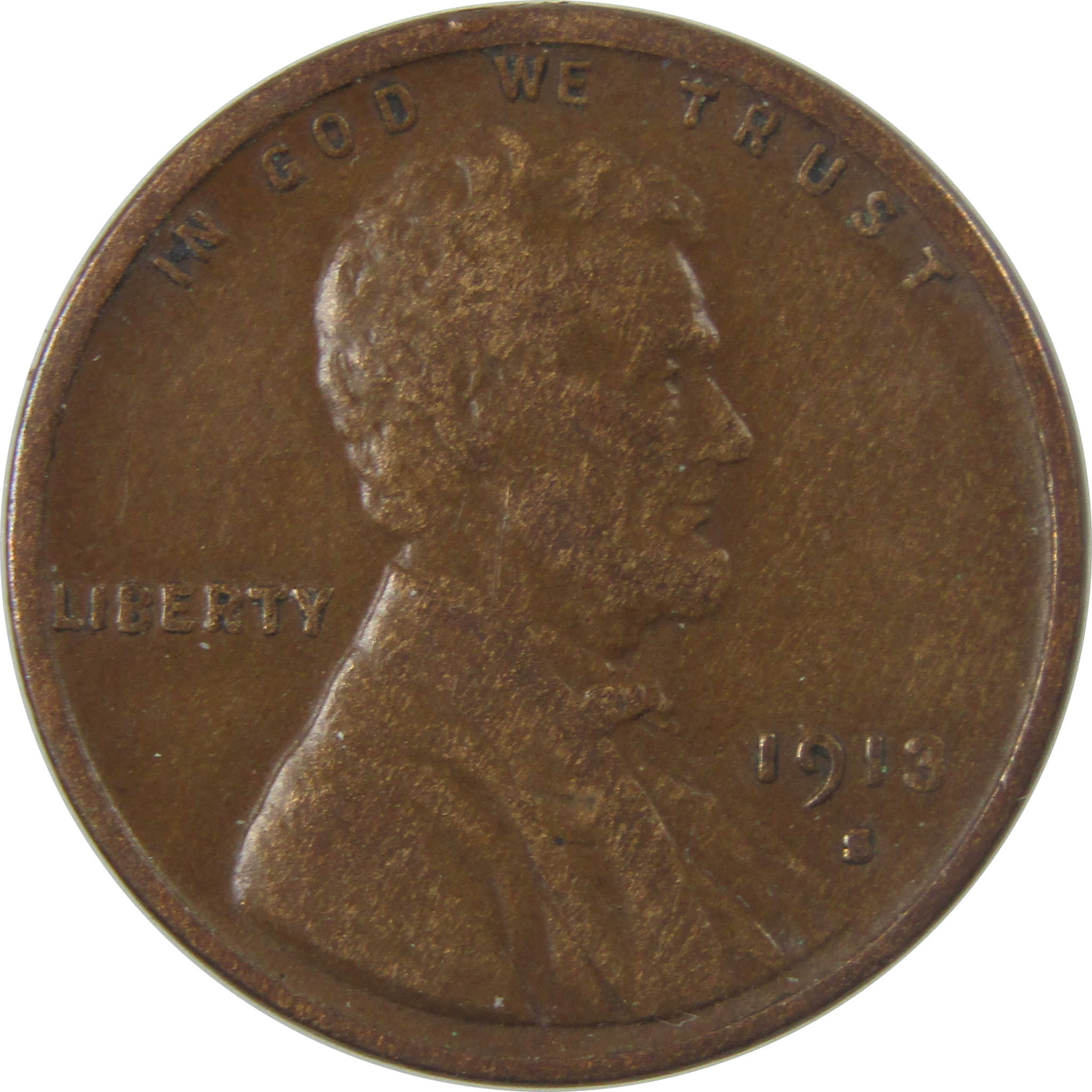 1913 S Lincoln Wheat Cent VF Very Fine Penny 1c Coin SKU:I25251