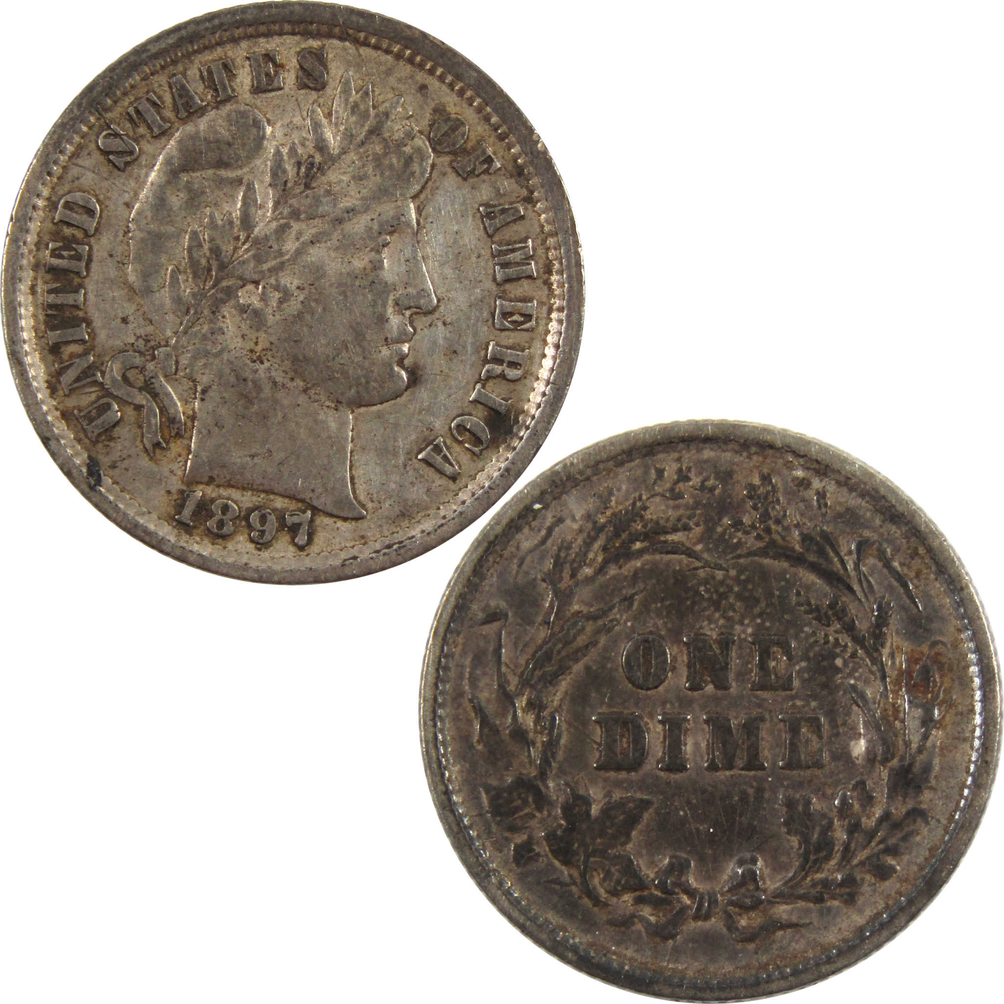 1897 Barber Dime VF Very Fine 90% Silver 10c Coin SKU:I11068