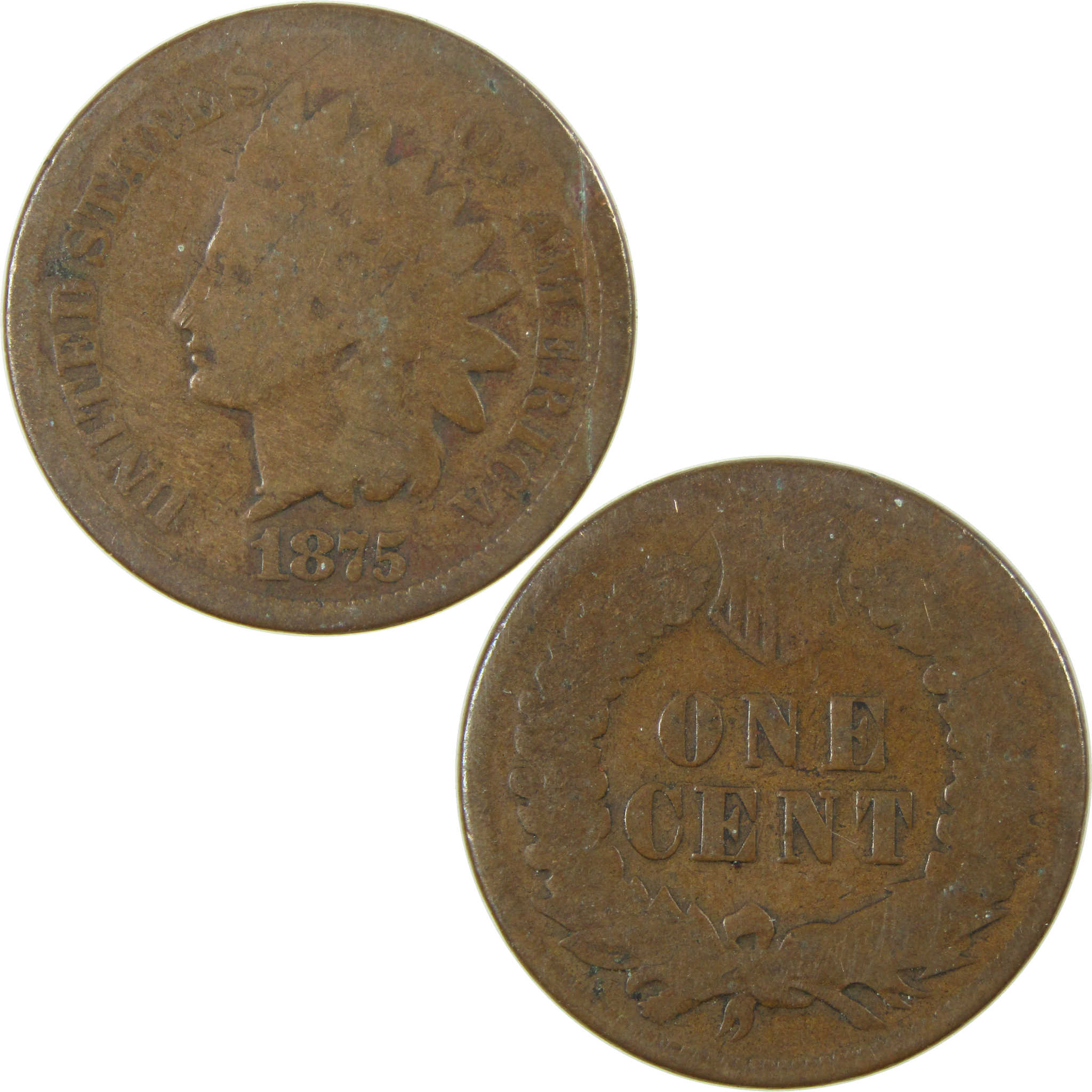1875 Indian Head Cent G Good Details Penny 1c Coin SKU:I27507