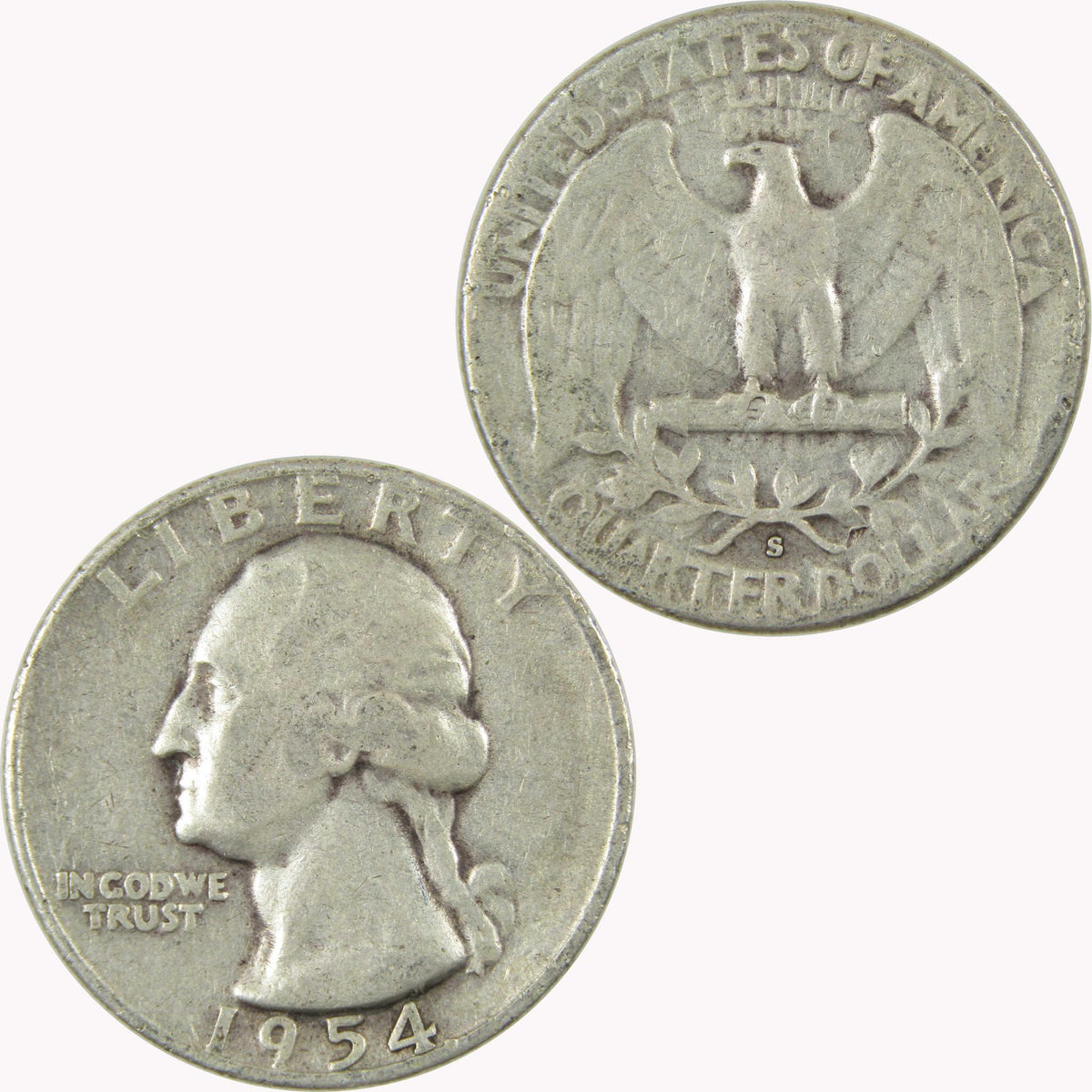 1954 S Washington Silver Quarter G Good 25c Coin Collectible