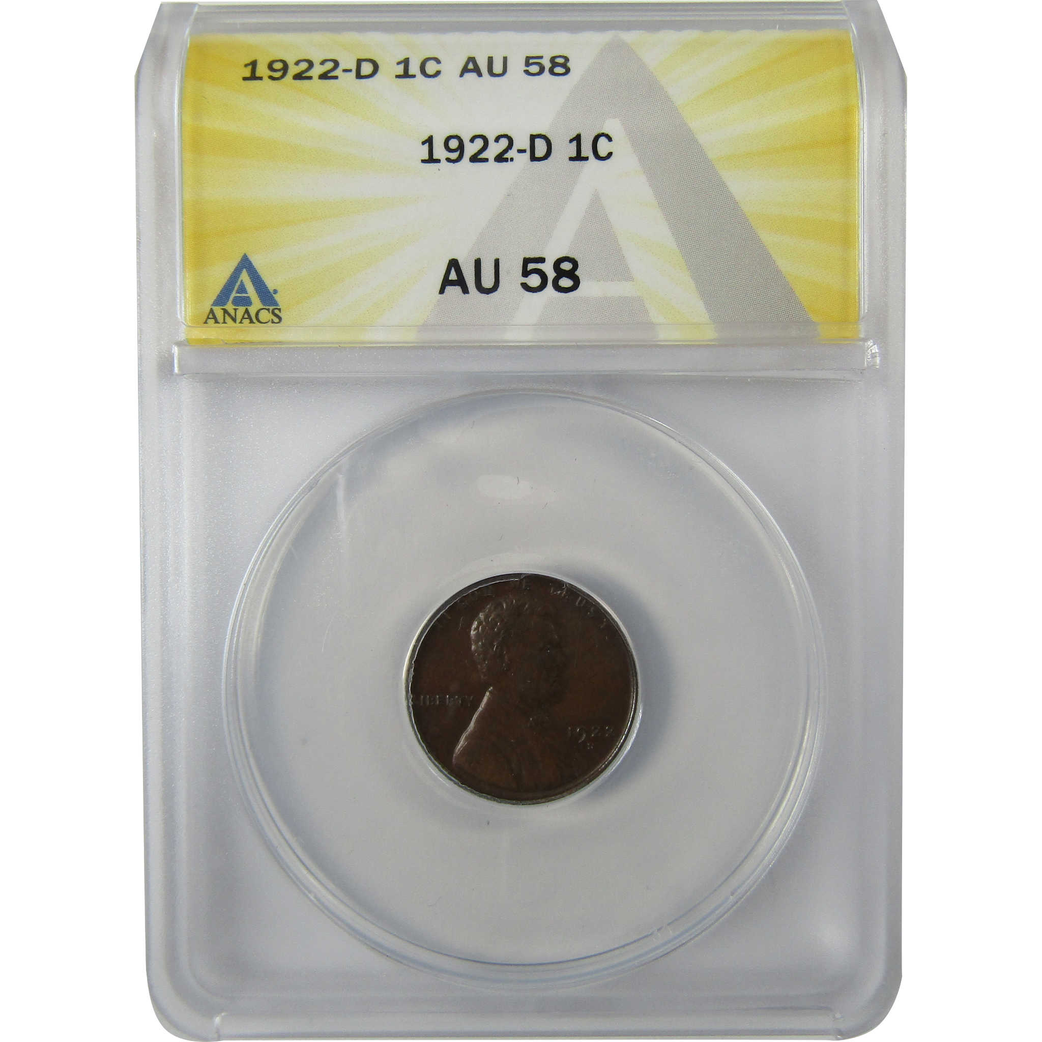 1922 D Lincoln Wheat Cent AU 58 ANACS Penny 1c Coin SKU:I25917
