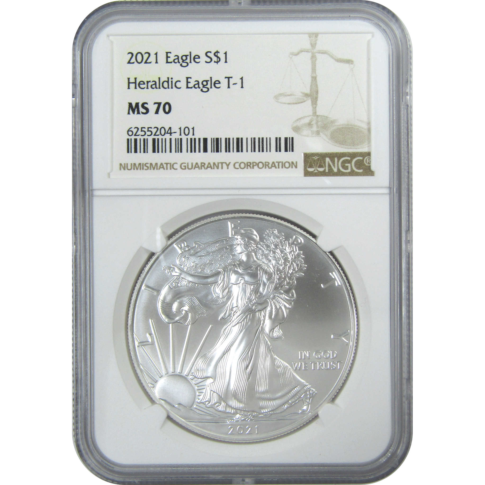 2021 Type 1 American Silver Eagle MS 70 NGC Bullion Uncirculated