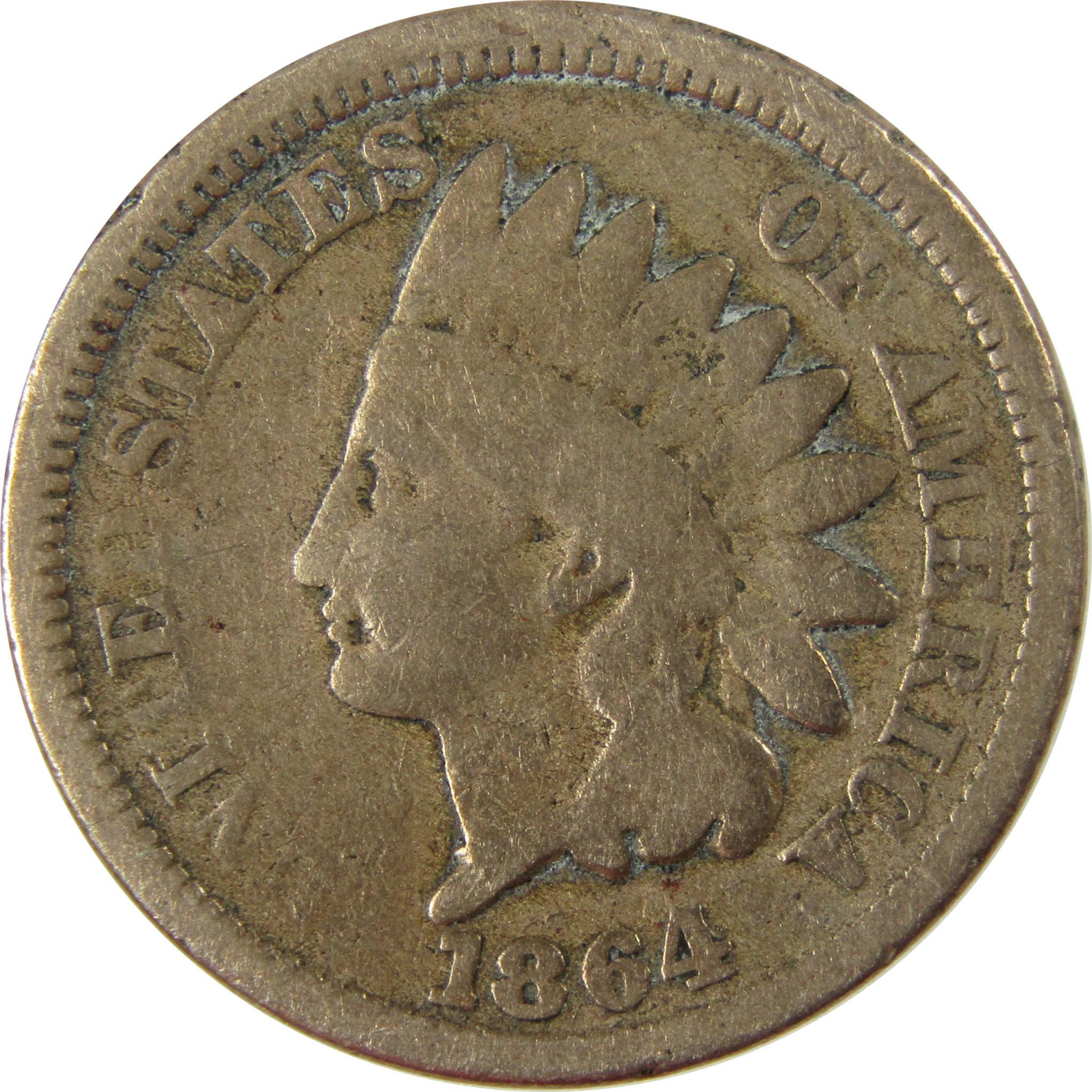 1864 Indian Head Copper-Nickel Cent G Good Details Penny SKU:CP1220
