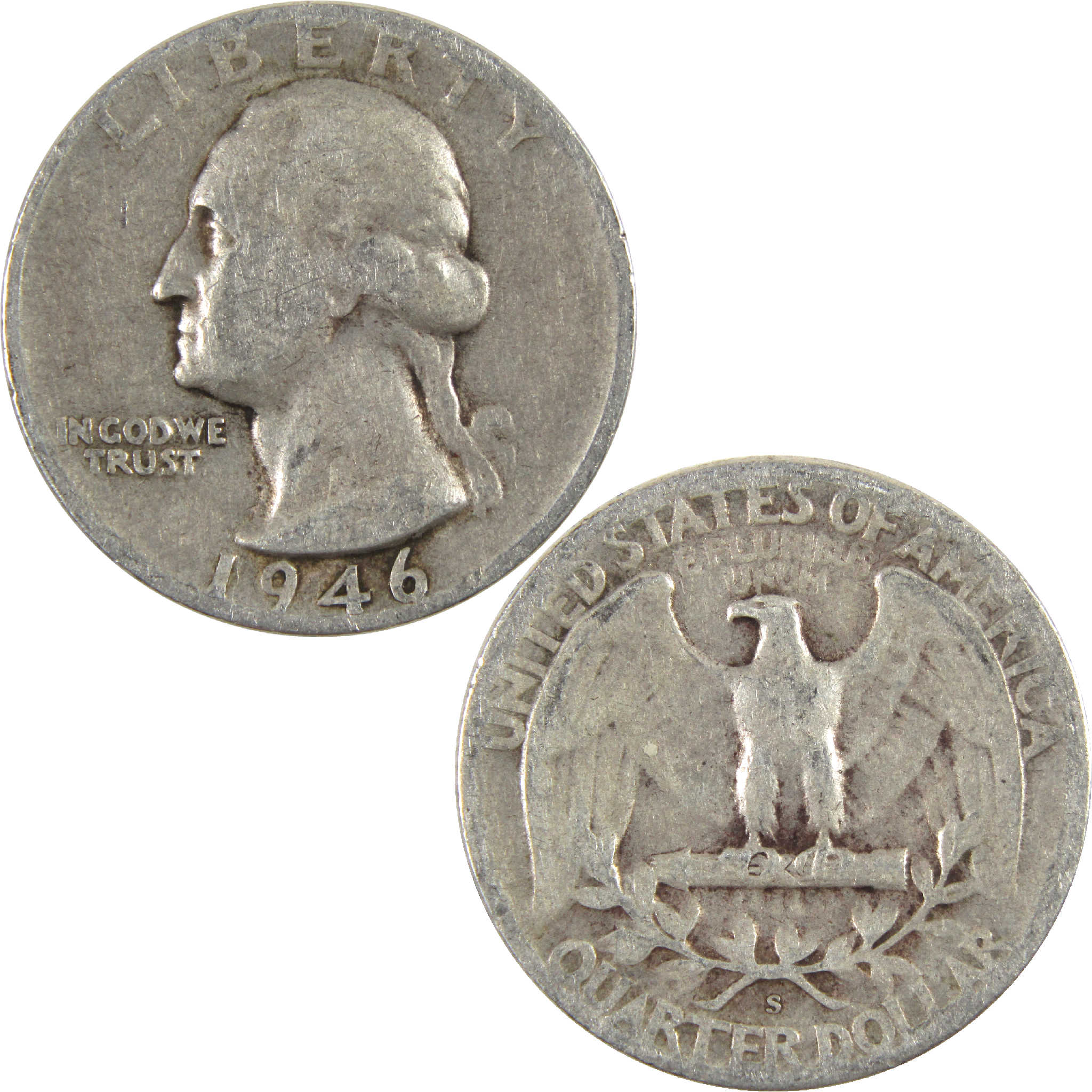 1946 S Washington Quarter Circulated Silver 25c Coin Collectible