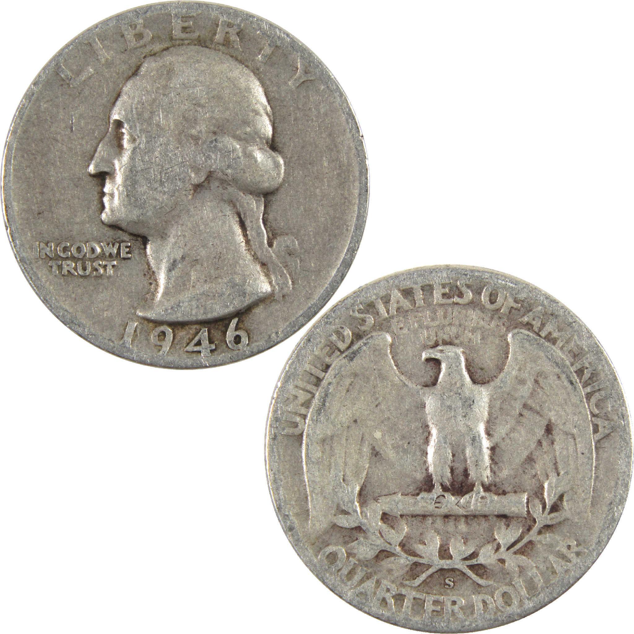 1946 S Washington Quarter Circulated Silver 25c Coin Collectible