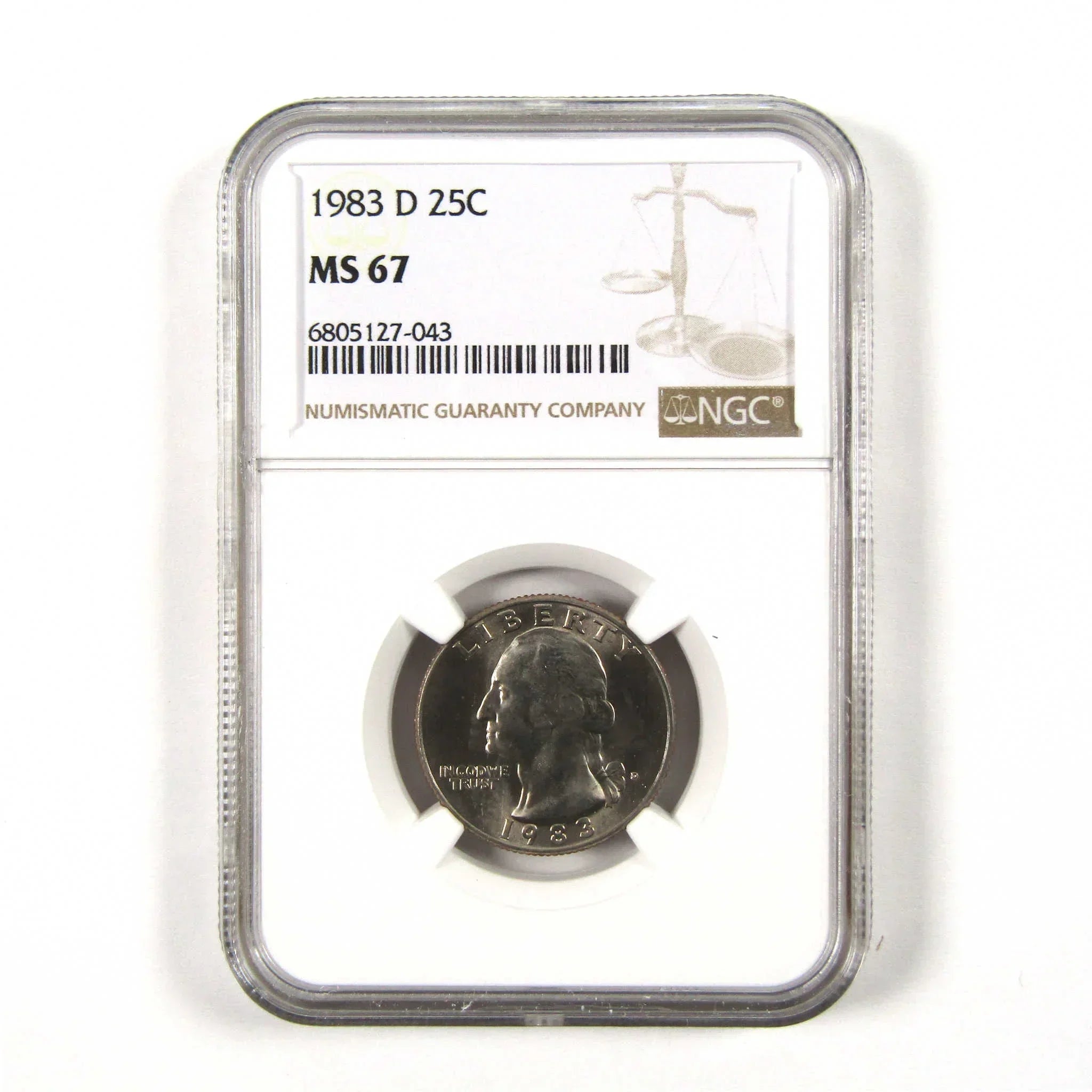 1983 D Washington Quarter MS 67 NGC Clad 25c Uncirculated SKU:I9566