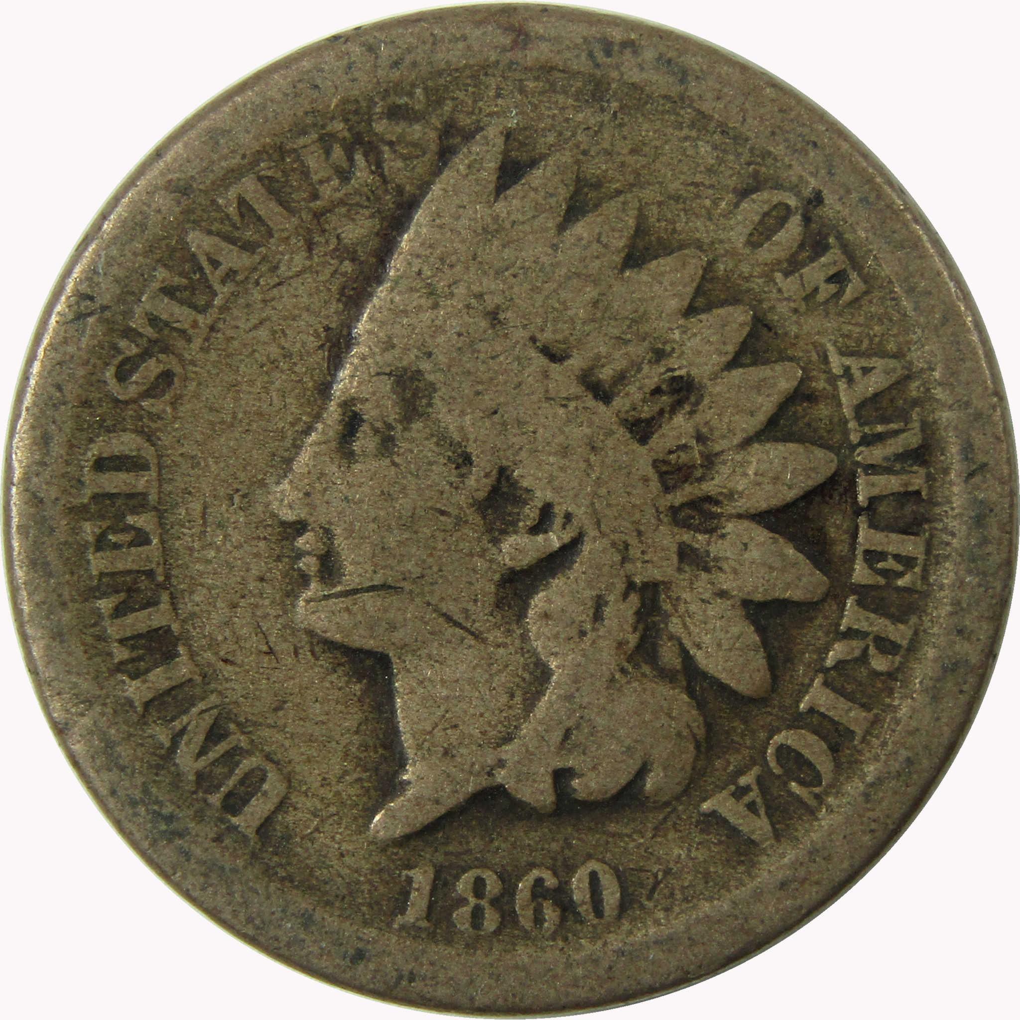 1860 Indian Head Cent G Good Penny 1c Coin Collectible SKU:CP1246