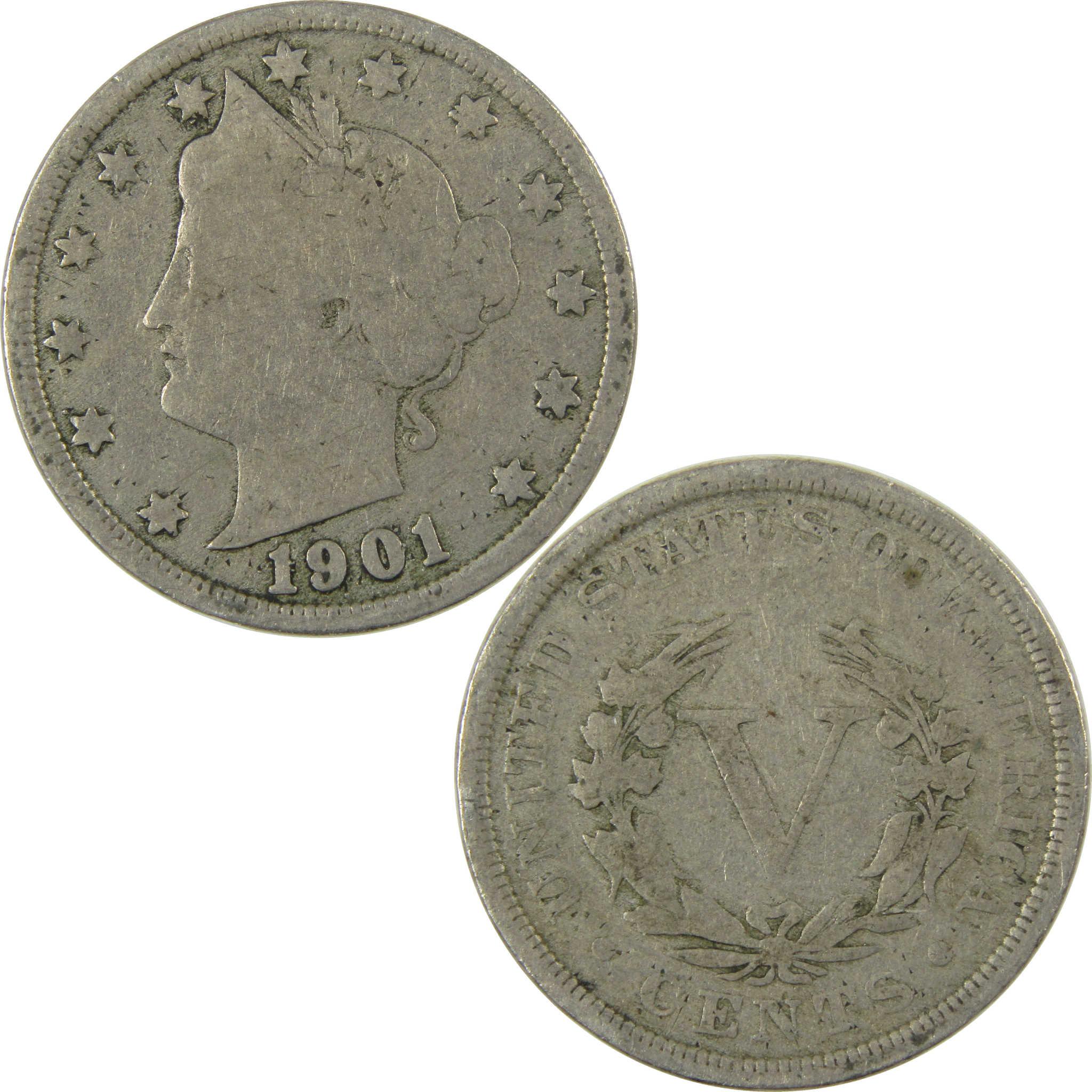 1901 Liberty Head V Nickel G Good 5c Coin SKU:I27212