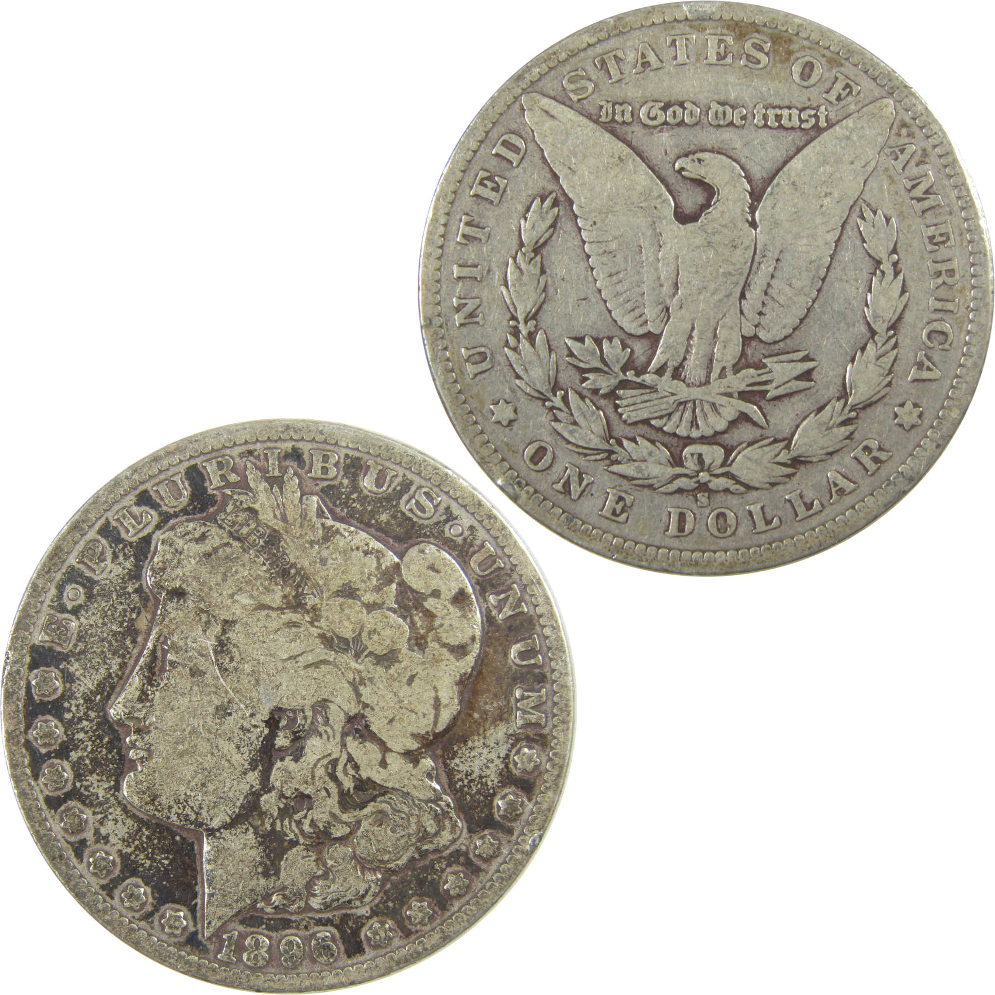 1896 S Morgan Dollar VG Very Good Details Silver $1 Coin SKU:I20962 - Morgan coin - Morgan silver dollar - Morgan silver dollar for sale - Profile Coins & Collectibles