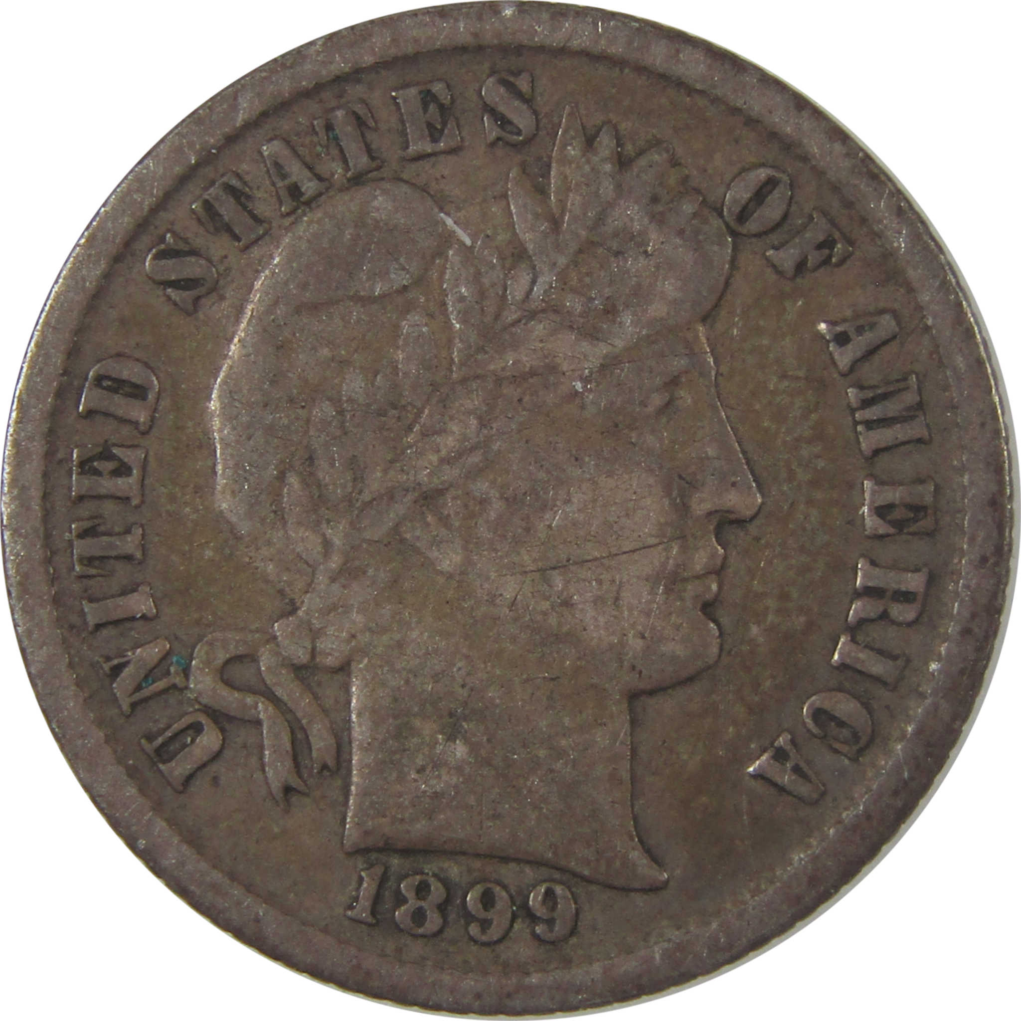 1899 Barber Silver Dime F Fine 10c Coin SKU:I25334