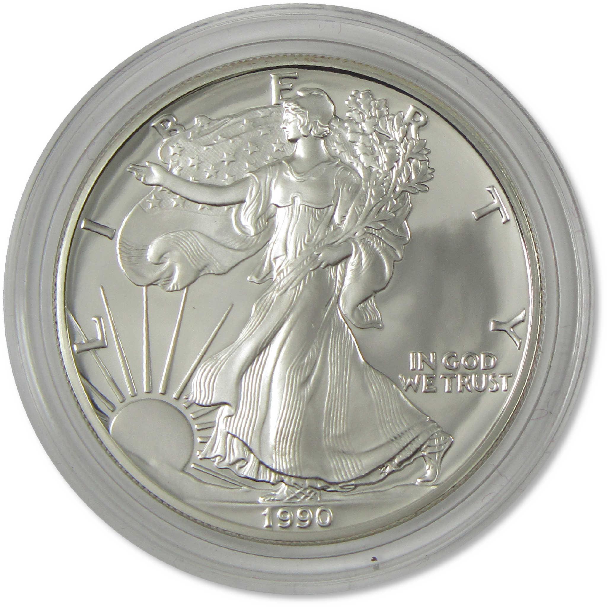 1990 S American Silver Eagle Choice Proof Bullion $1 Coin OGP COA