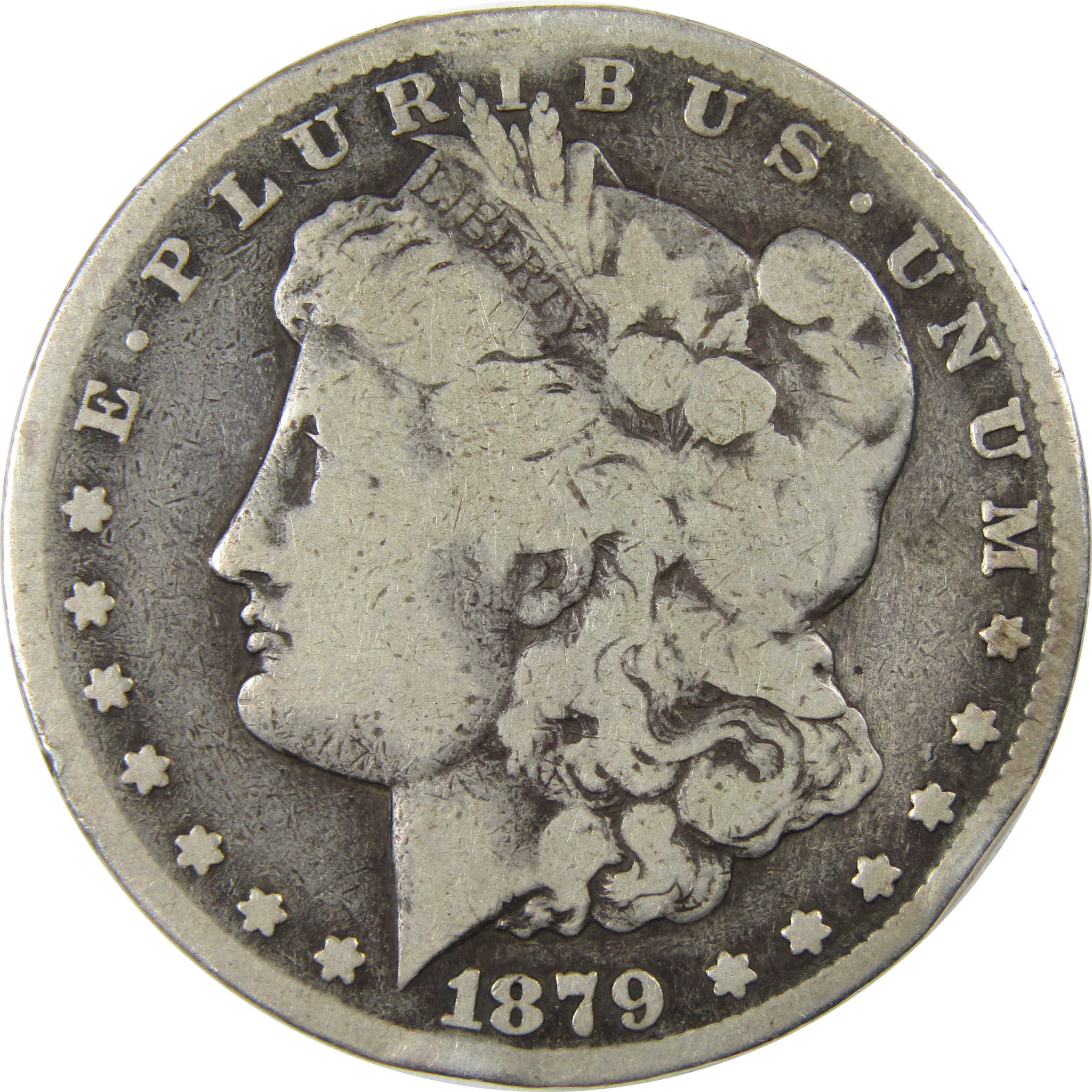 1879 CC Morgan Dollar VG Very Good Details Silver $1 Coin SKU:I23906 - Morgan coin - Morgan silver dollar - Morgan silver dollar for sale - Profile Coins & Collectibles