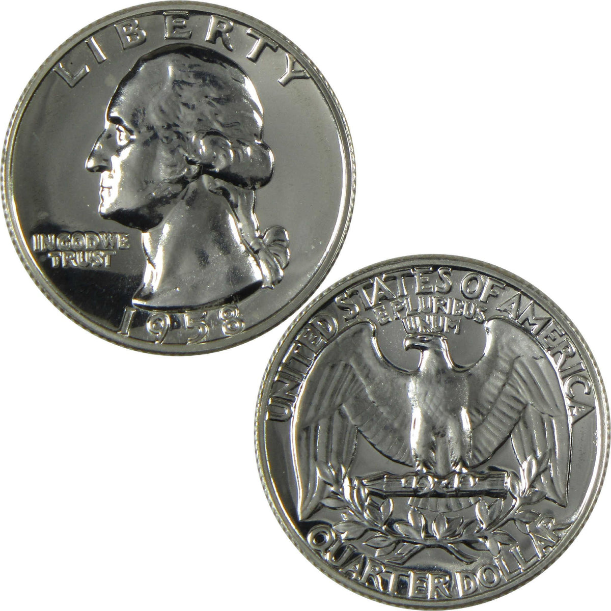 1958 Washington Silver Quarter Proof 25c Coin Collectible