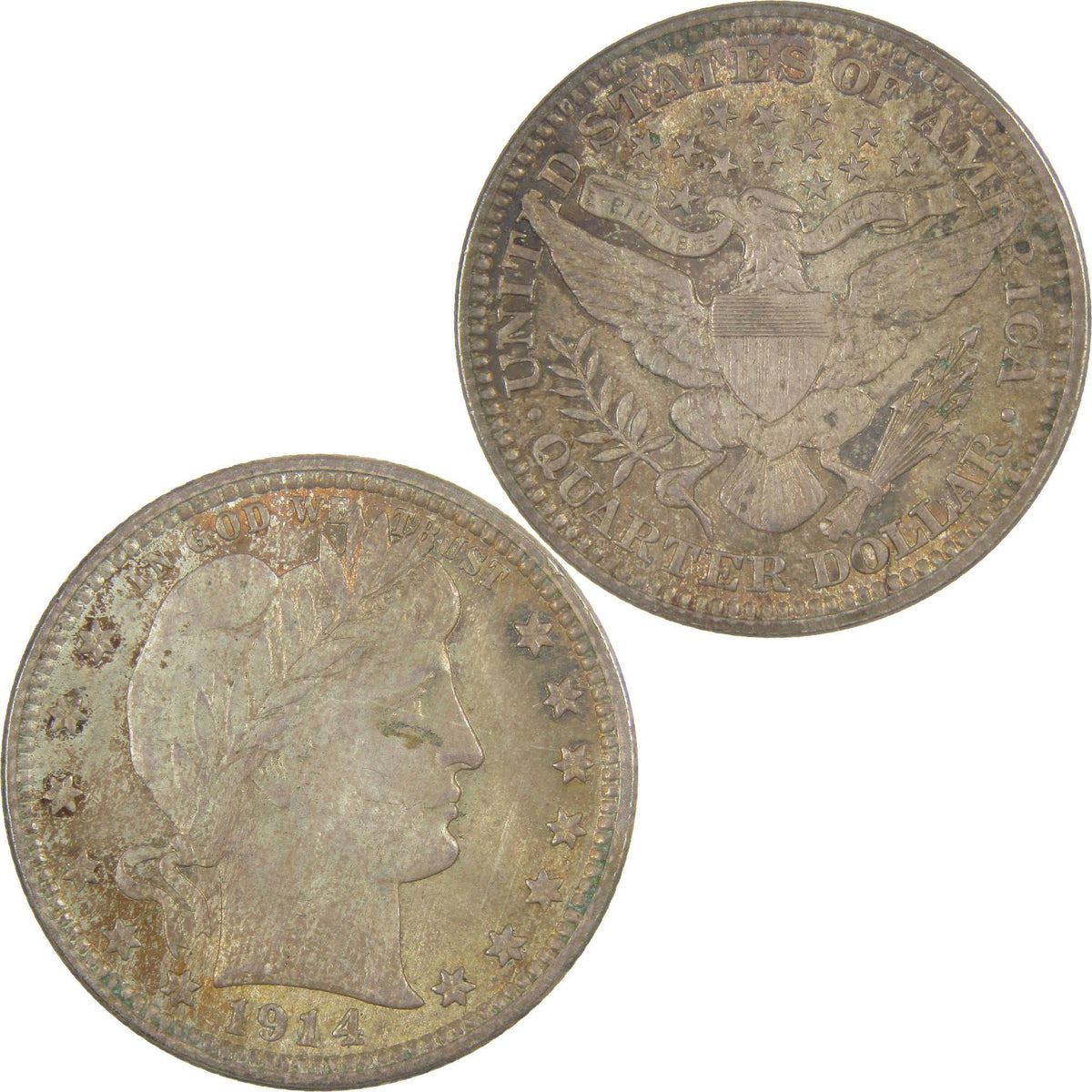 1914 Barber Silver Quarter AU About Uncirculated 25c Coin Collectible