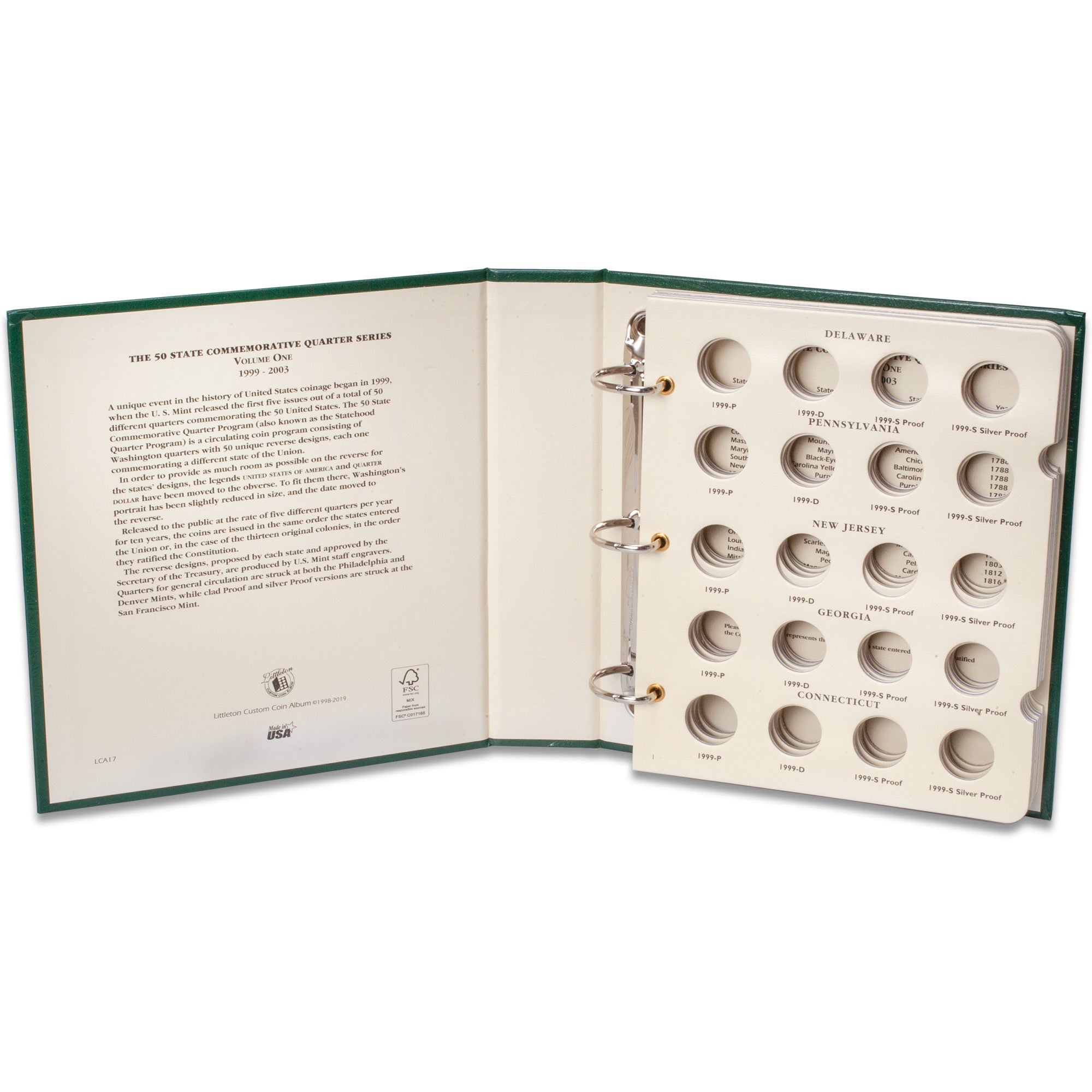 1999-2003 PDS 50 State Commemorative Quarter Coin Album Volume 1