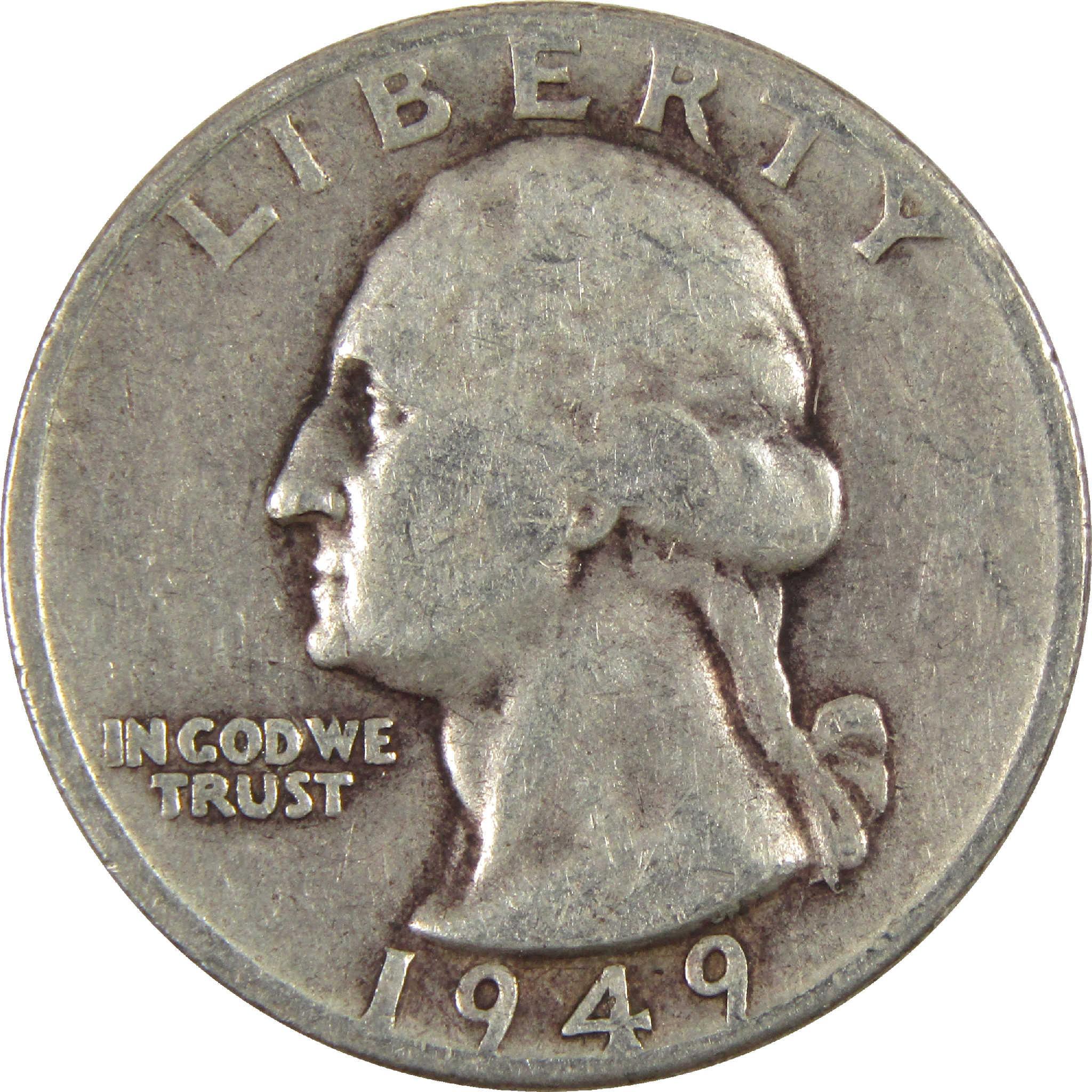1949 D Washington Quarter G Good Silver 25c Coin