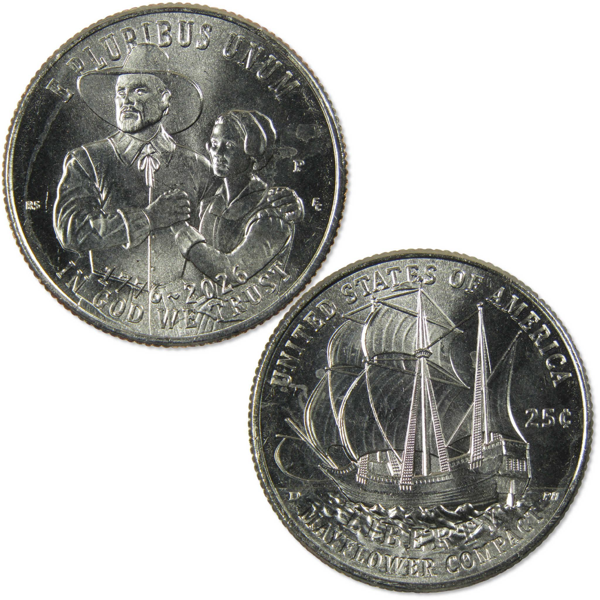 2026 P Mayflower Compact Semiquincentennial Clad Quarter Uncirculated
