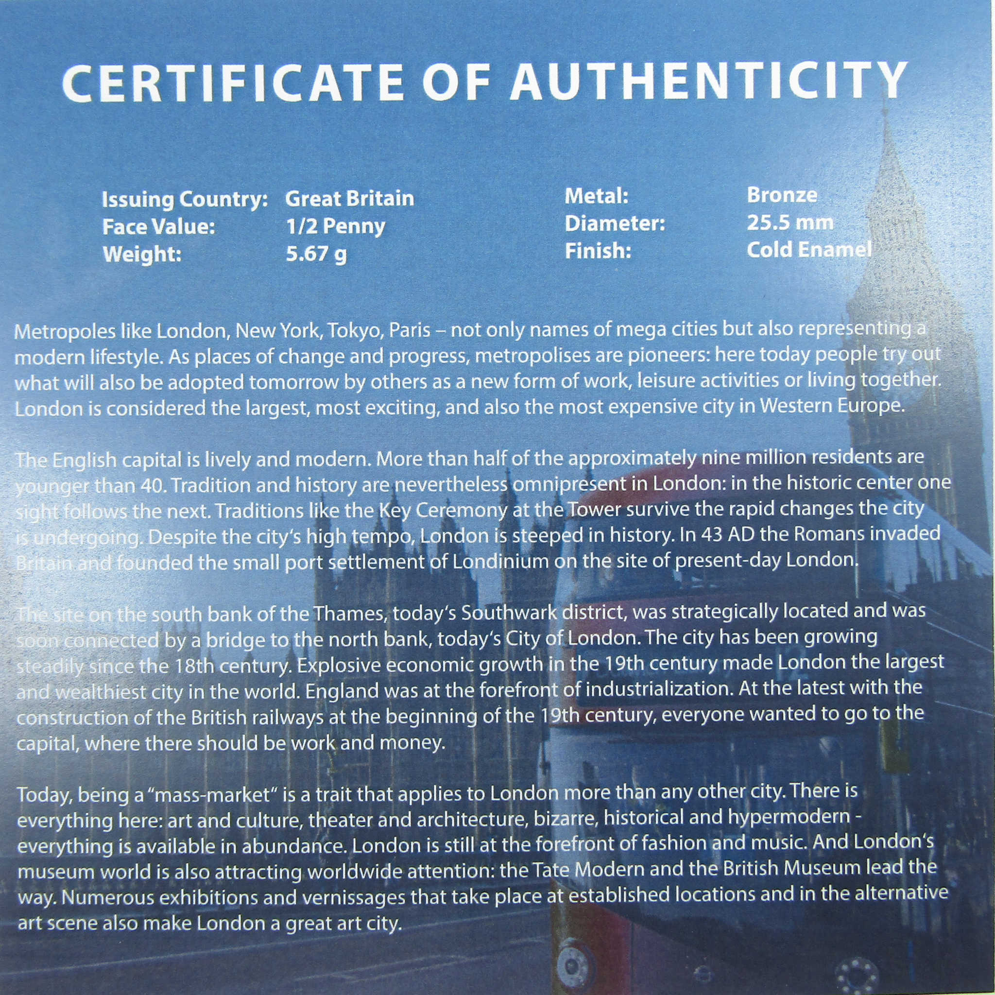 Cities of the World London 7-Coin Colorized Half Penny Collection