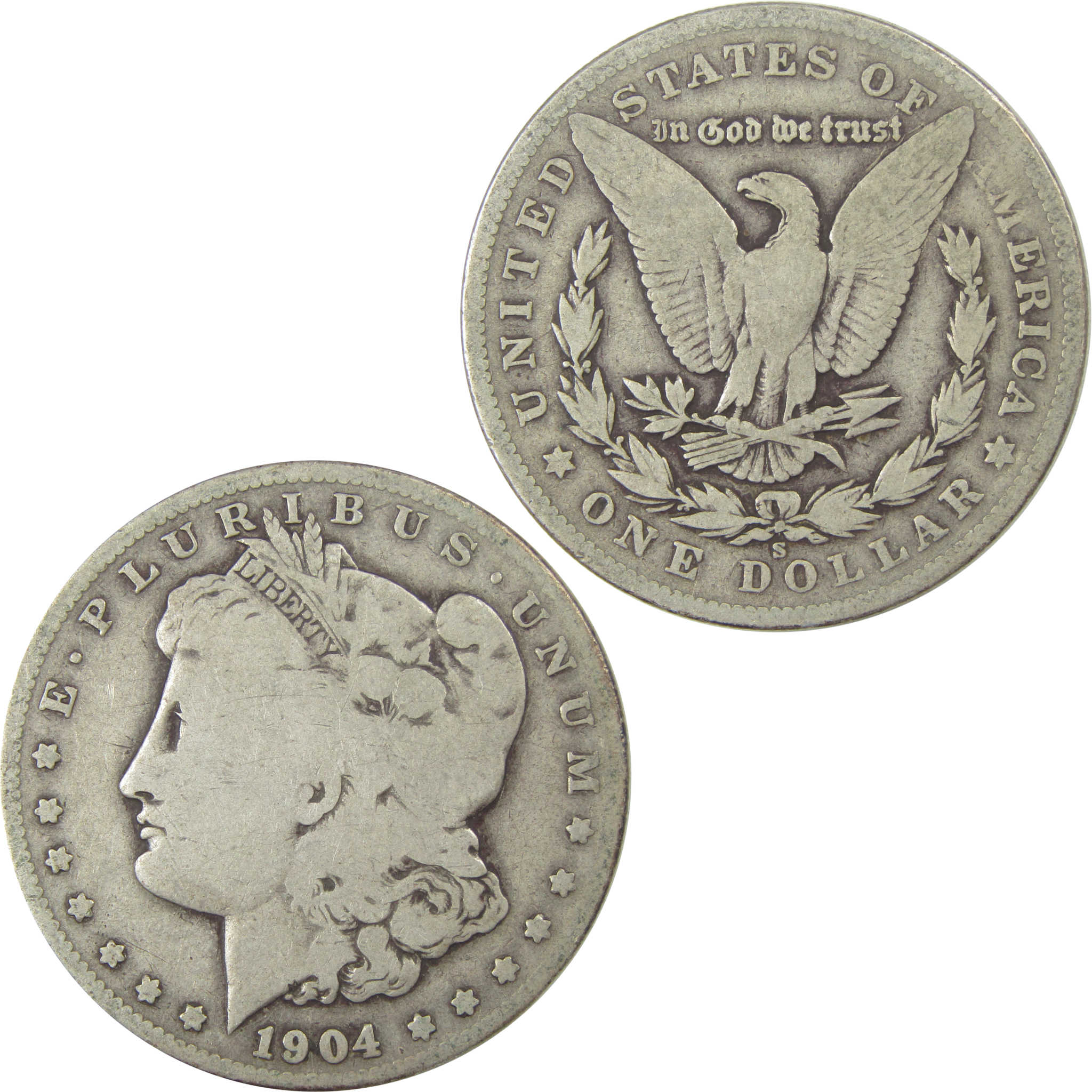 1904 S Morgan Dollar VG Very Good Details Silver $1 Coin SKU:CPC8911 - Morgan coin - Morgan silver dollar - Morgan silver dollar for sale - Profile Coins & Collectibles