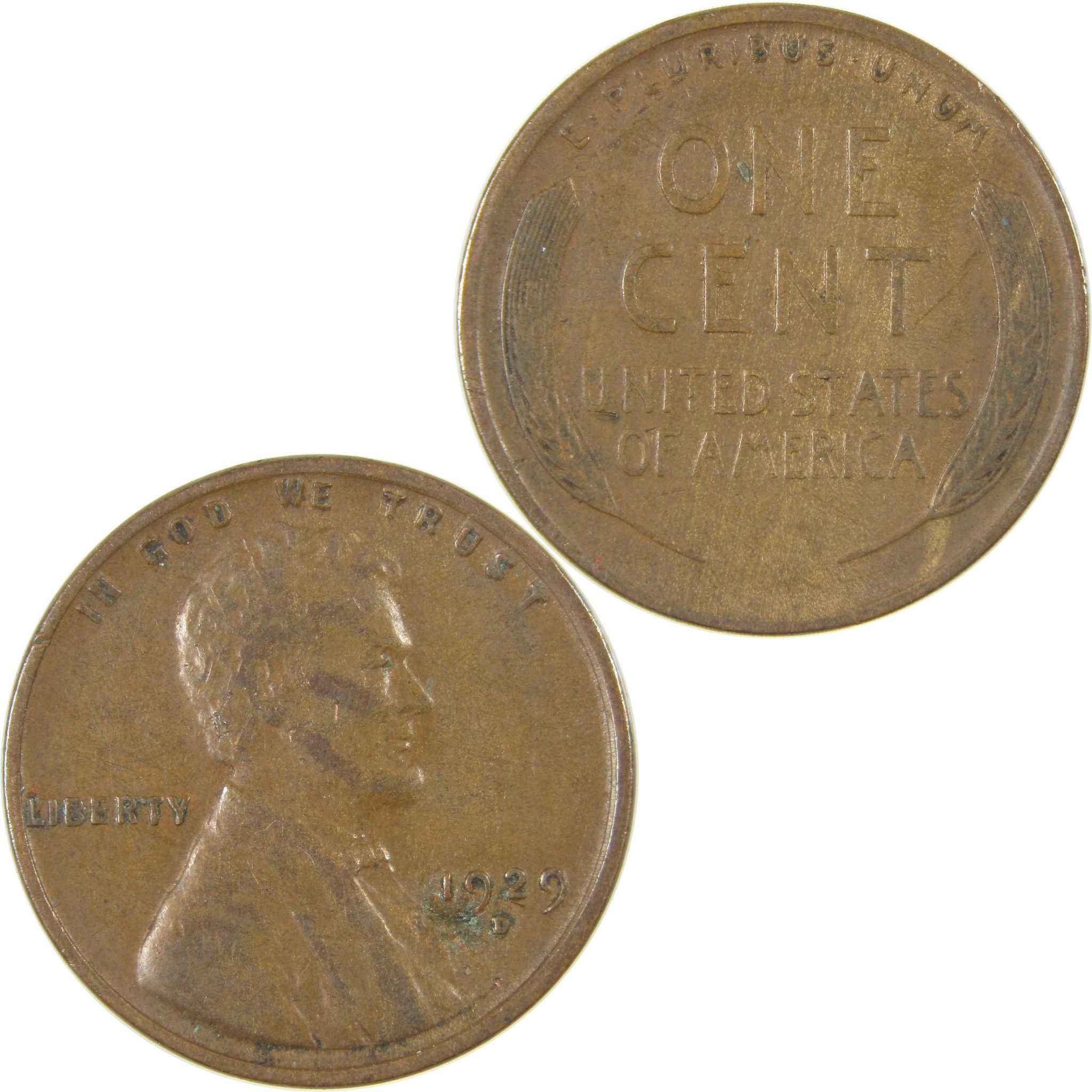 1929 D Lincoln Wheat Cent VF Very Fine Penny 1c Coin SKU:I27268