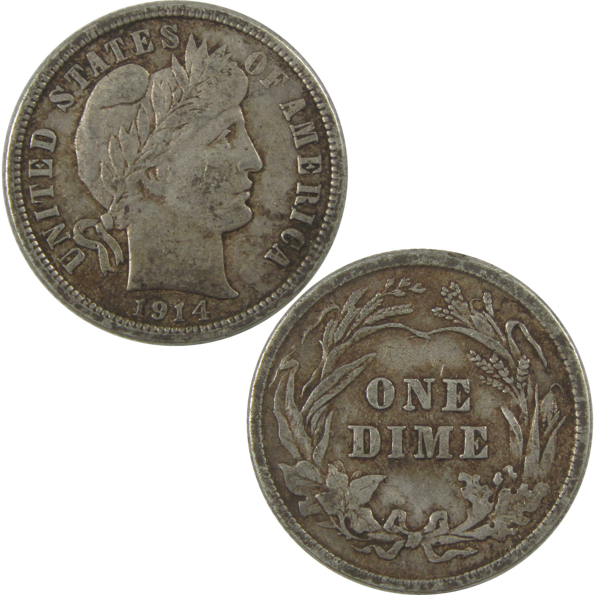 1914 Barber Dime VF Very Fine Silver 10c Coin SKU:I20666