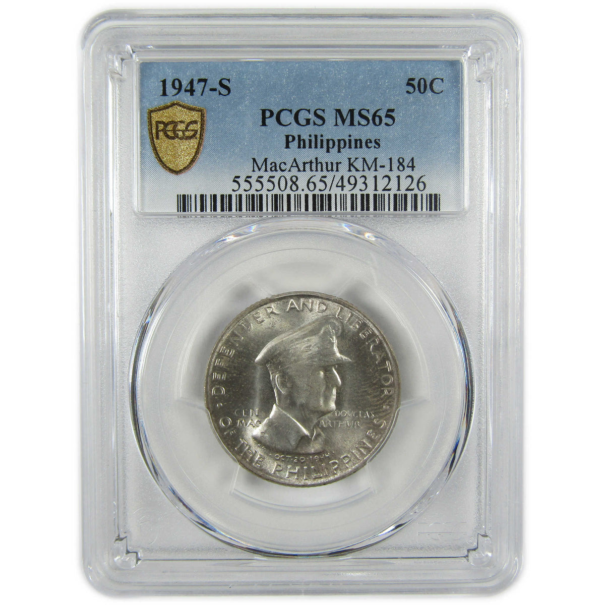 1947 S Philippines Douglas MacArthur Silver 50c MS 65 PCGS SKU:I28798