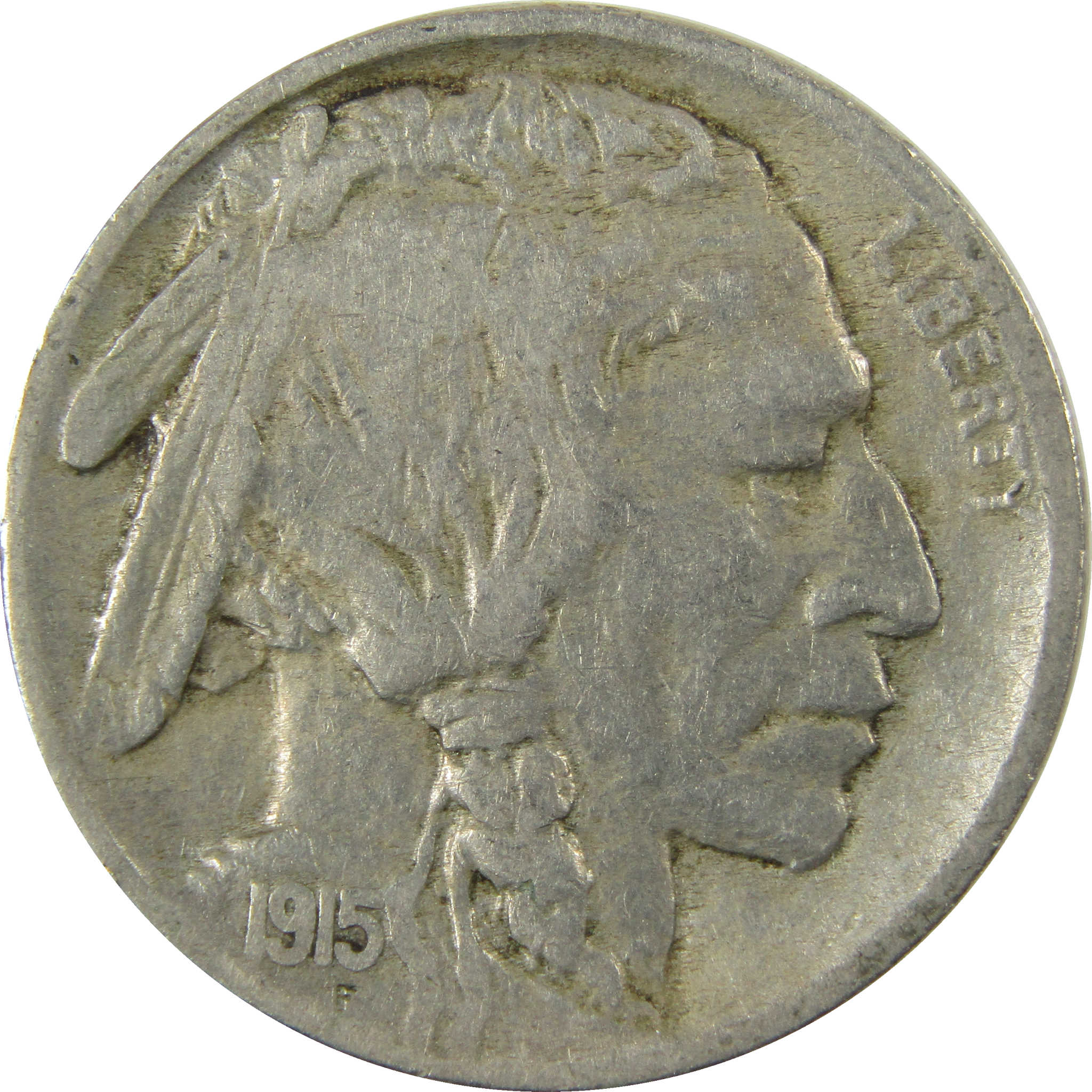 1915 Indian Head Buffalo Nickel F Fine Details 5c Coin SKU:I28132