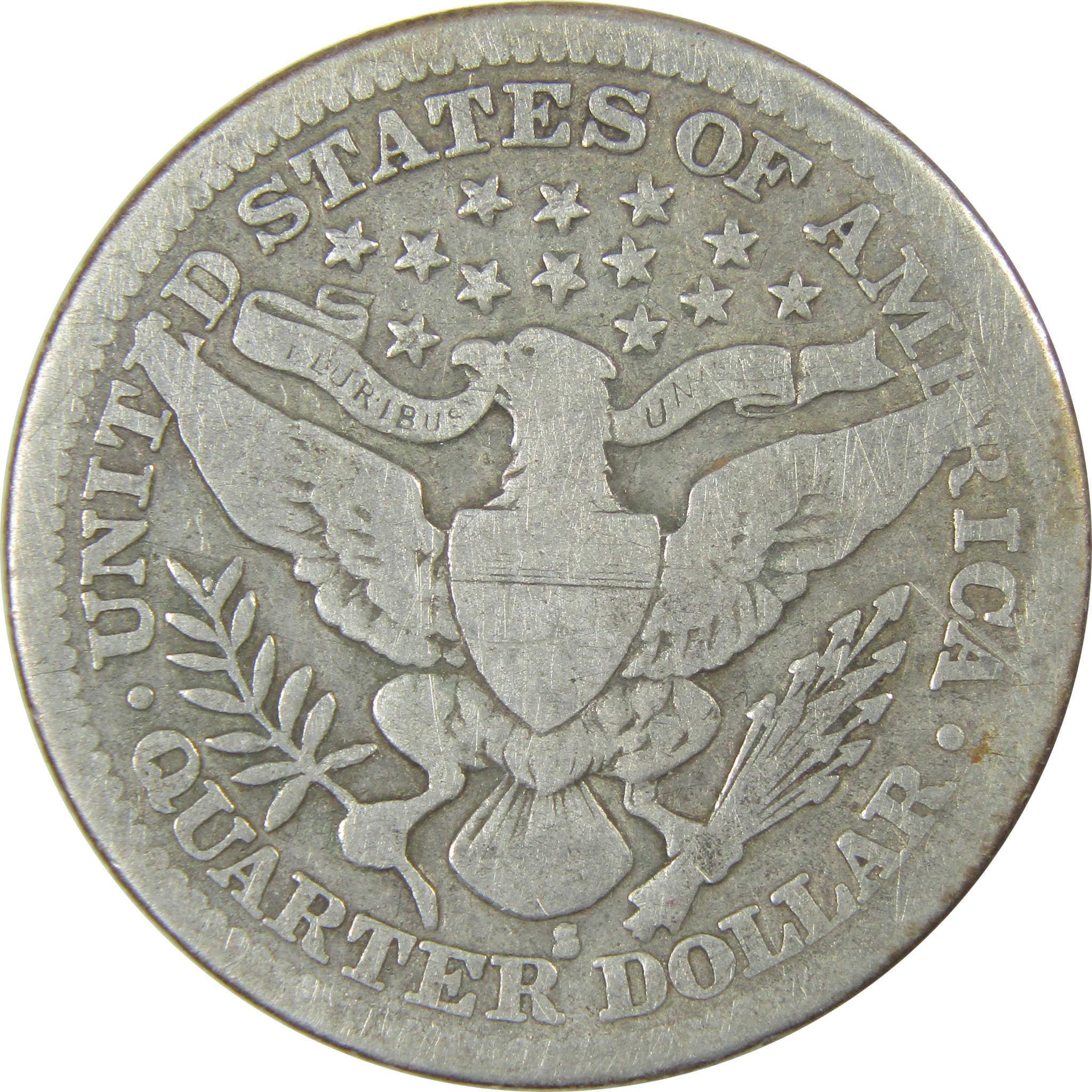 1914 S Barber Quarter VG Very Good Silver 25c Coin SKU:I23809