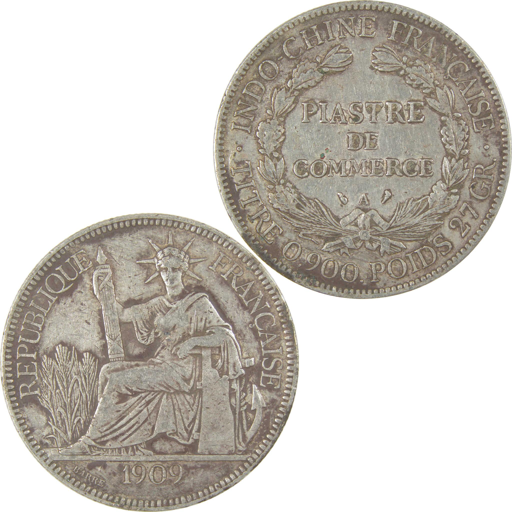 1895-1928 Type 2 French Indochina Silver Piastre Circulated