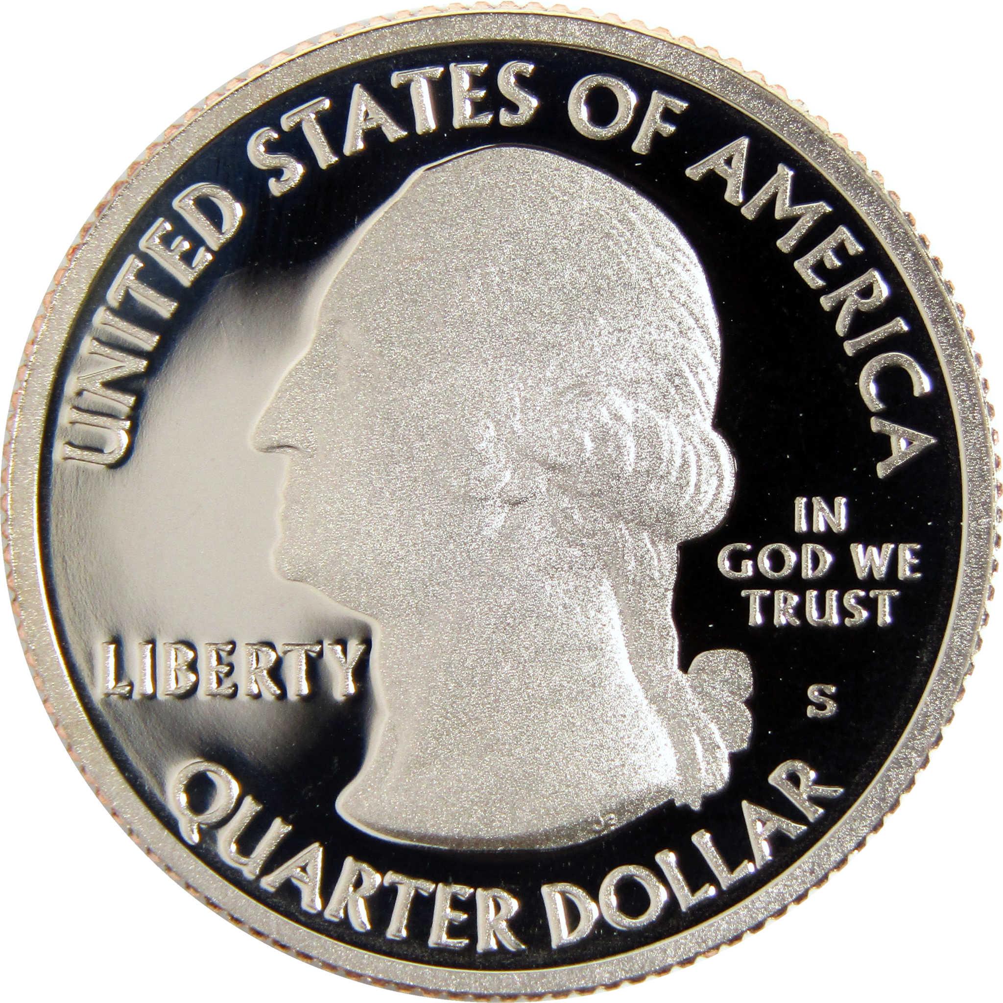 Proof Washington quarter dollar coin featuring Liberty and United States of America inscriptions