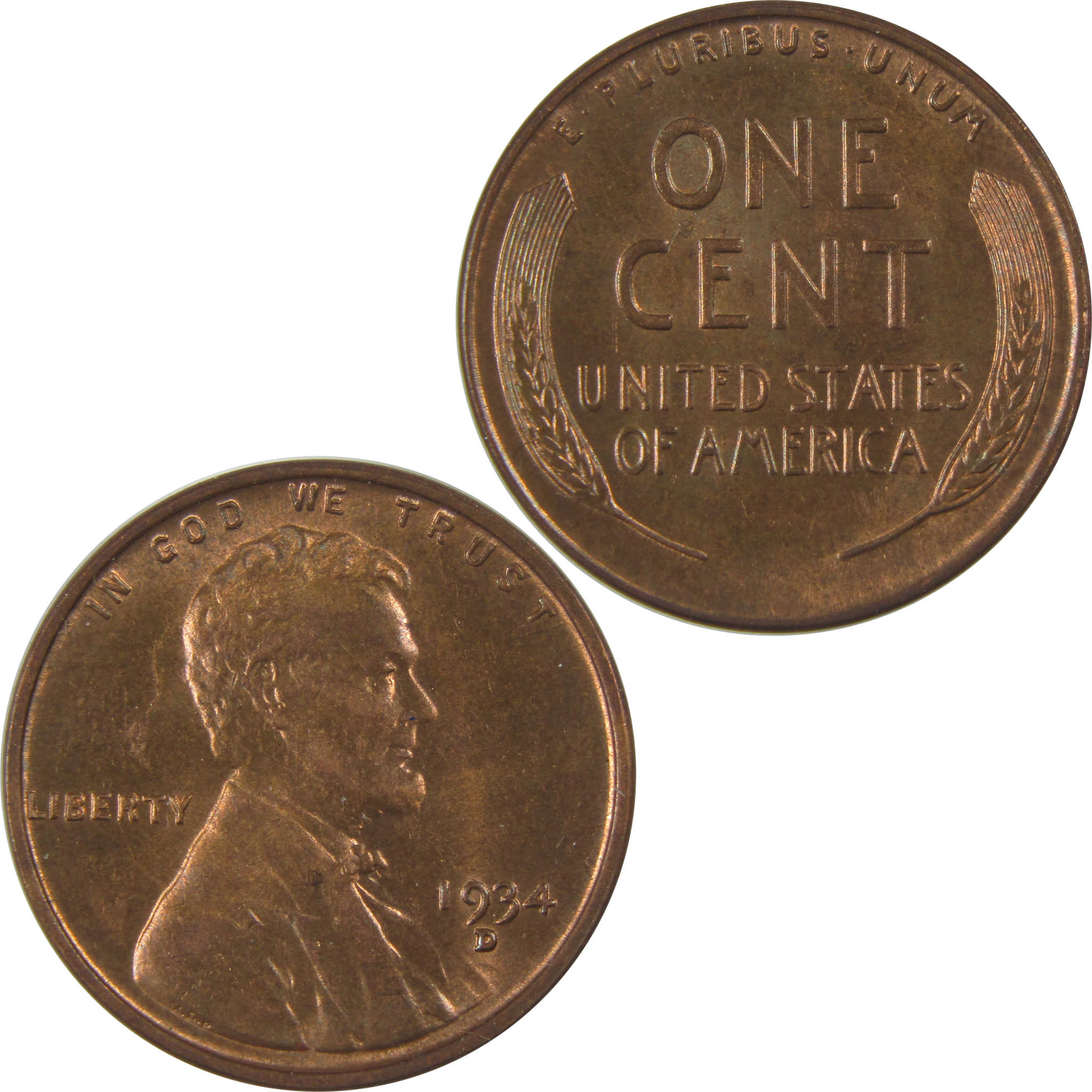 1934 D Lincoln Wheat Cent Uncirculated Mint State Penny SKU:I23757