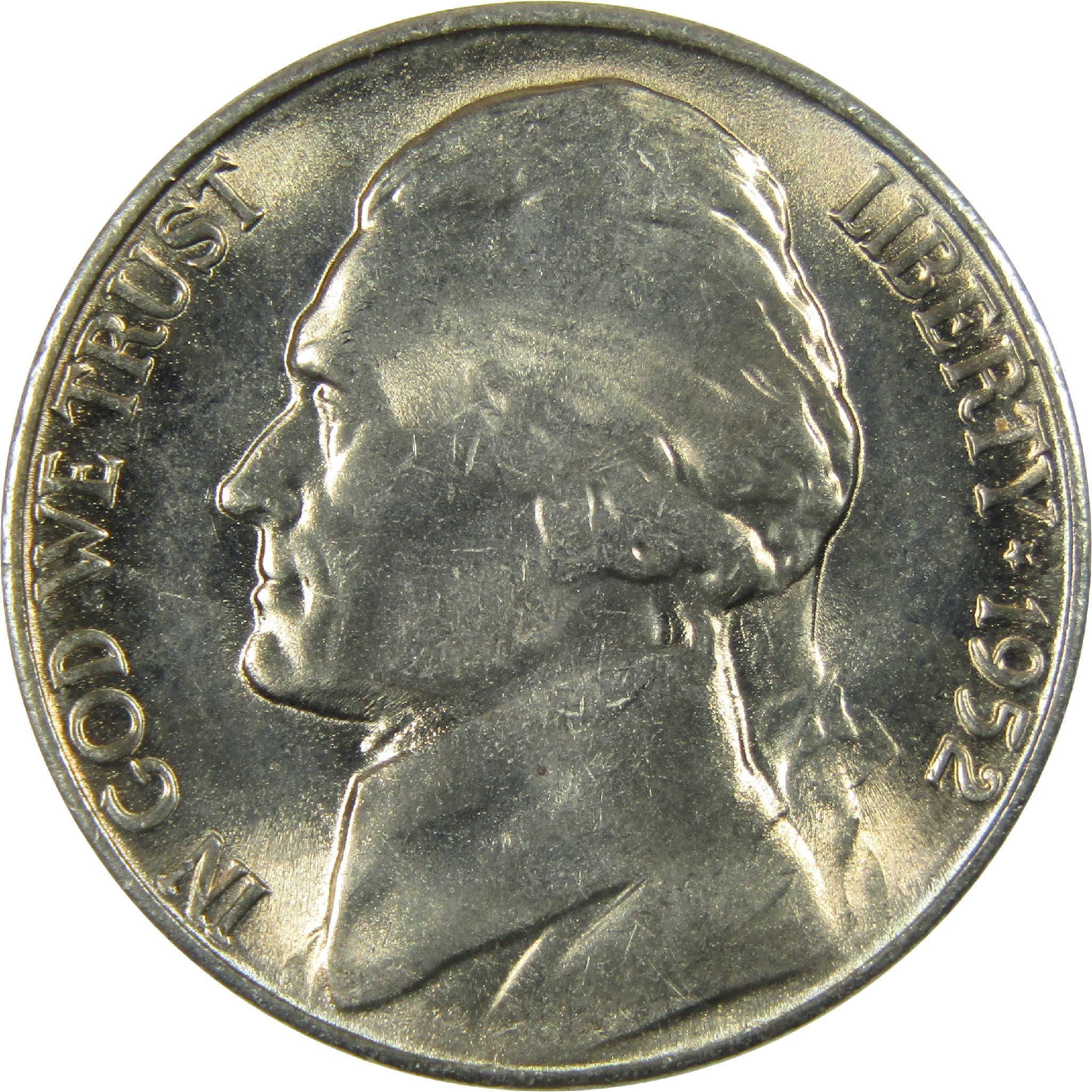 1952 S Jefferson Nickel Uncirculated Mint State 5c Coin Collectible