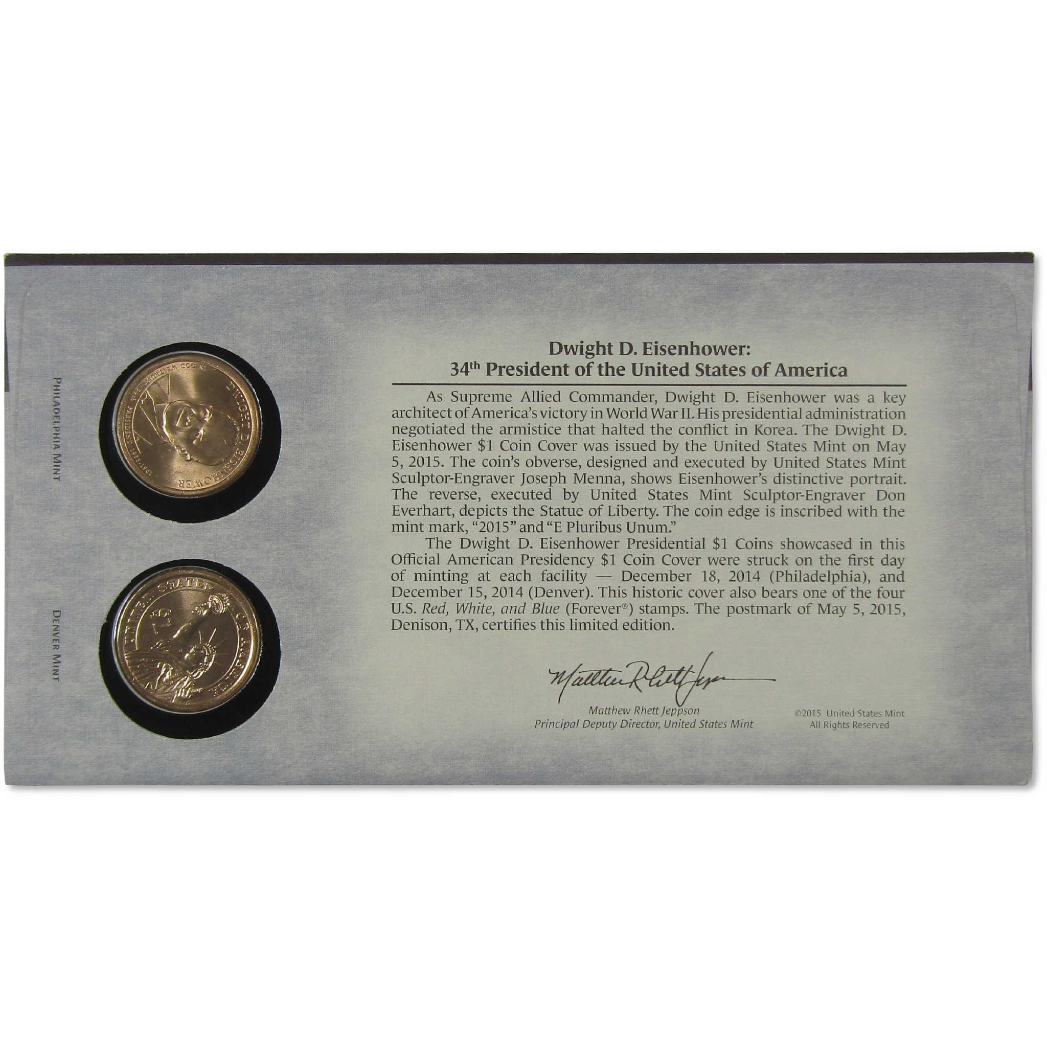 2015 Dwight Eisenhower American Presidency $1 Coin Cover SKU:CPC9875