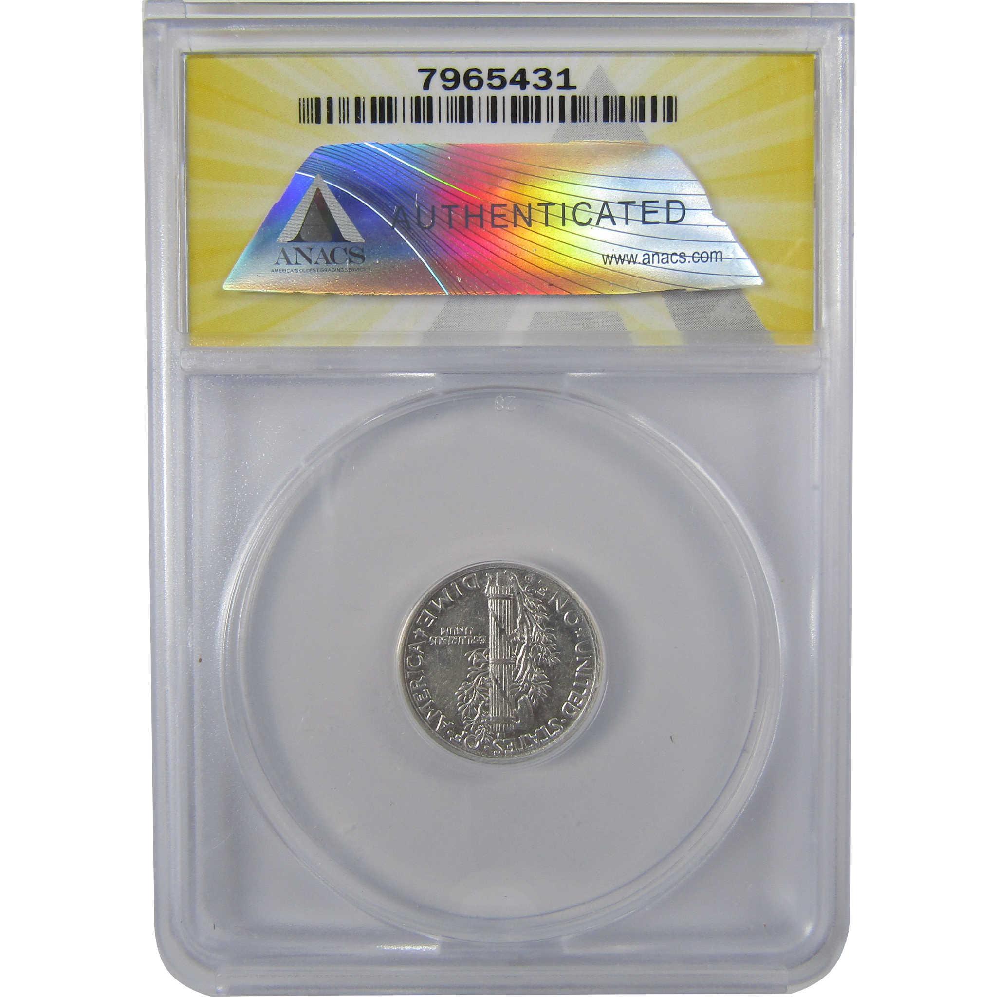 1920 D Mercury Silver Dime AU 50 Details ANACS 10c Coin SKU:I25479