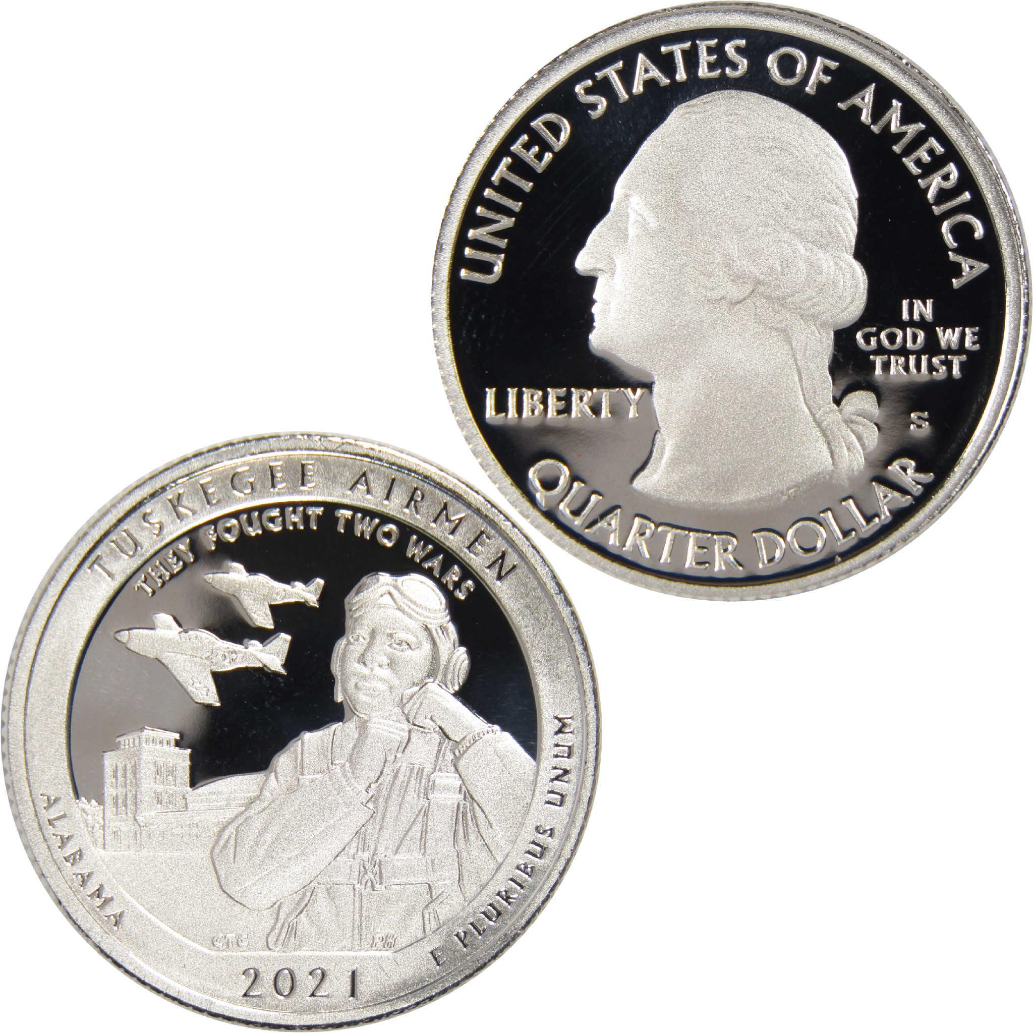 2021 Tuskegee Airmen Alabama quarter, collectible US coin with pilot and planes design