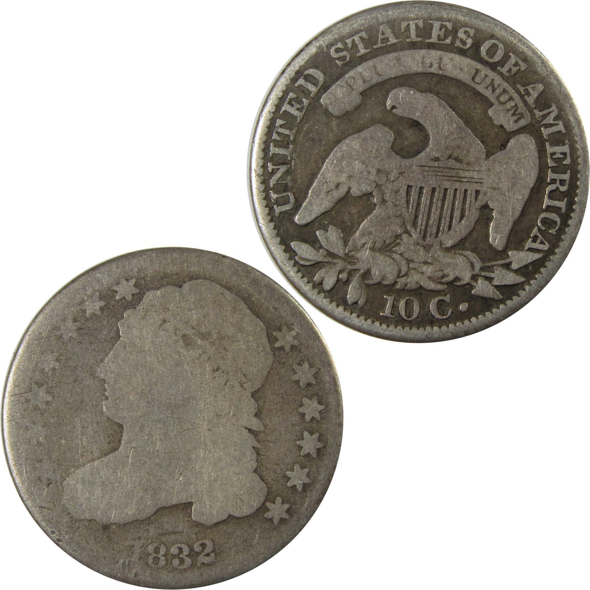 1832 Capped Bust Silver Dime G Good 10c Coin Collectible SKU:I25888