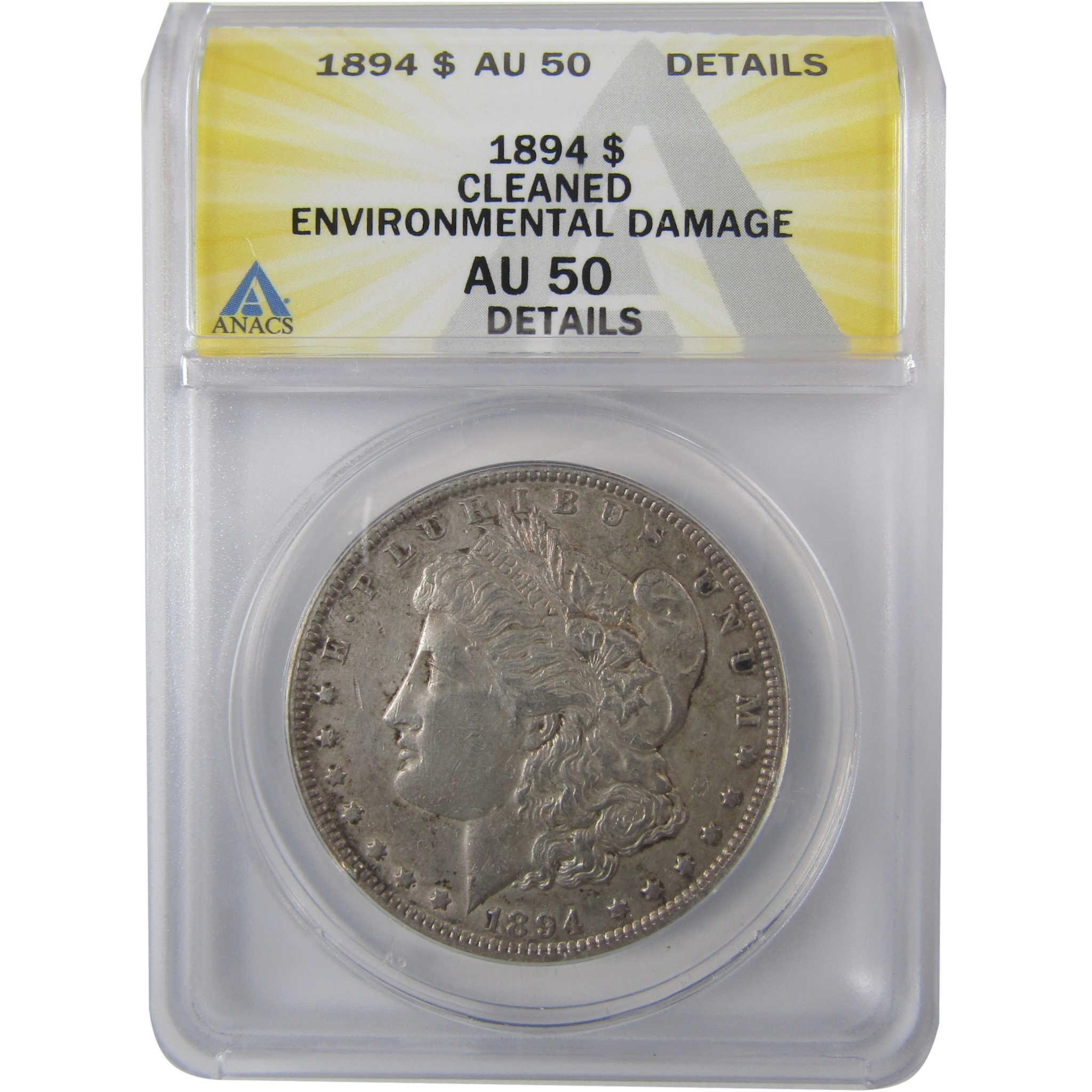 1894 Morgan Silver Dollar AU 50 Details ANACS $1 Coin SKU:I25427 - Morgan coin - Morgan silver dollar - Morgan silver dollar for sale - Profile Coins & Collectibles