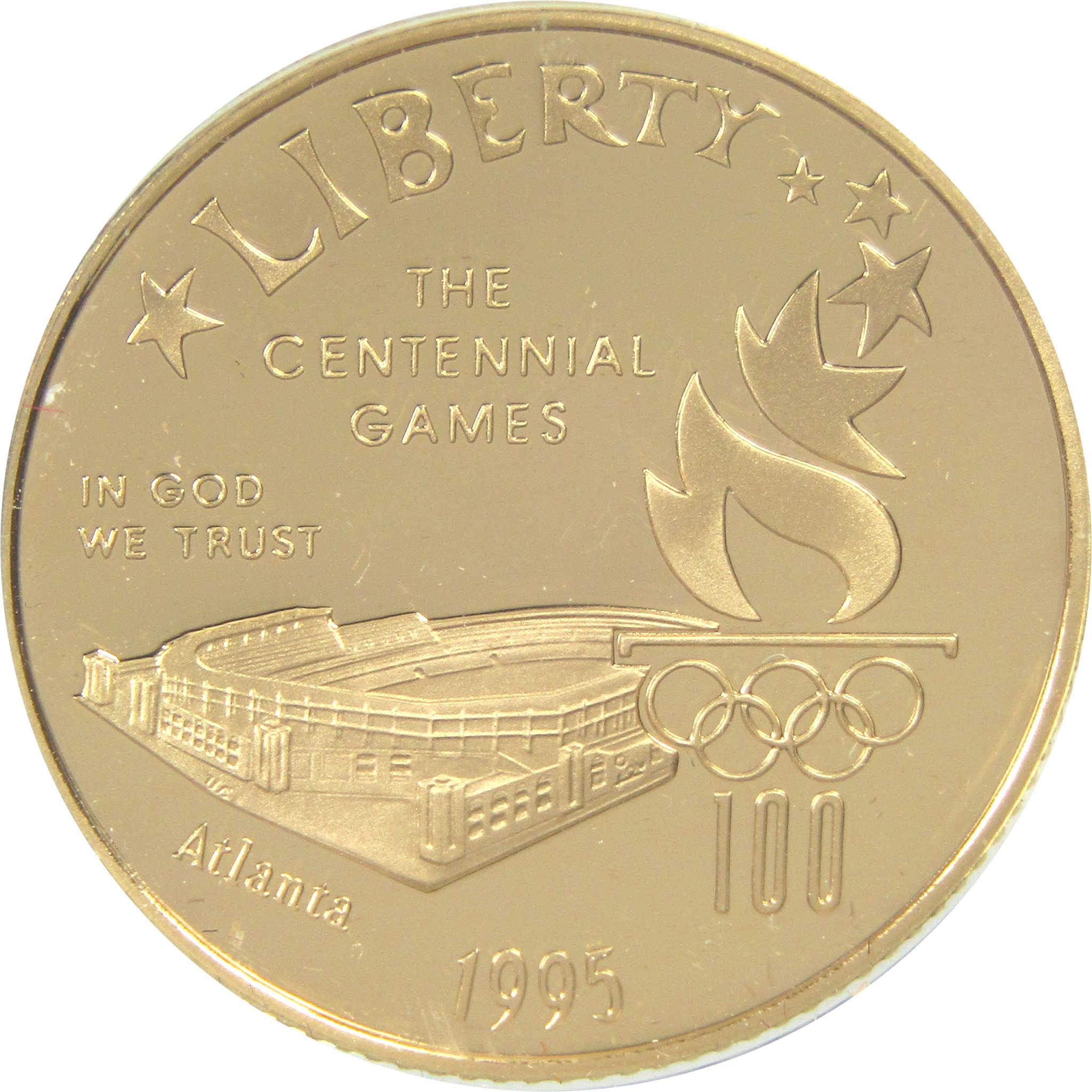 1995 W Atlanta Olympic Games Stadium Commemorative Gold Proof $5 Coin