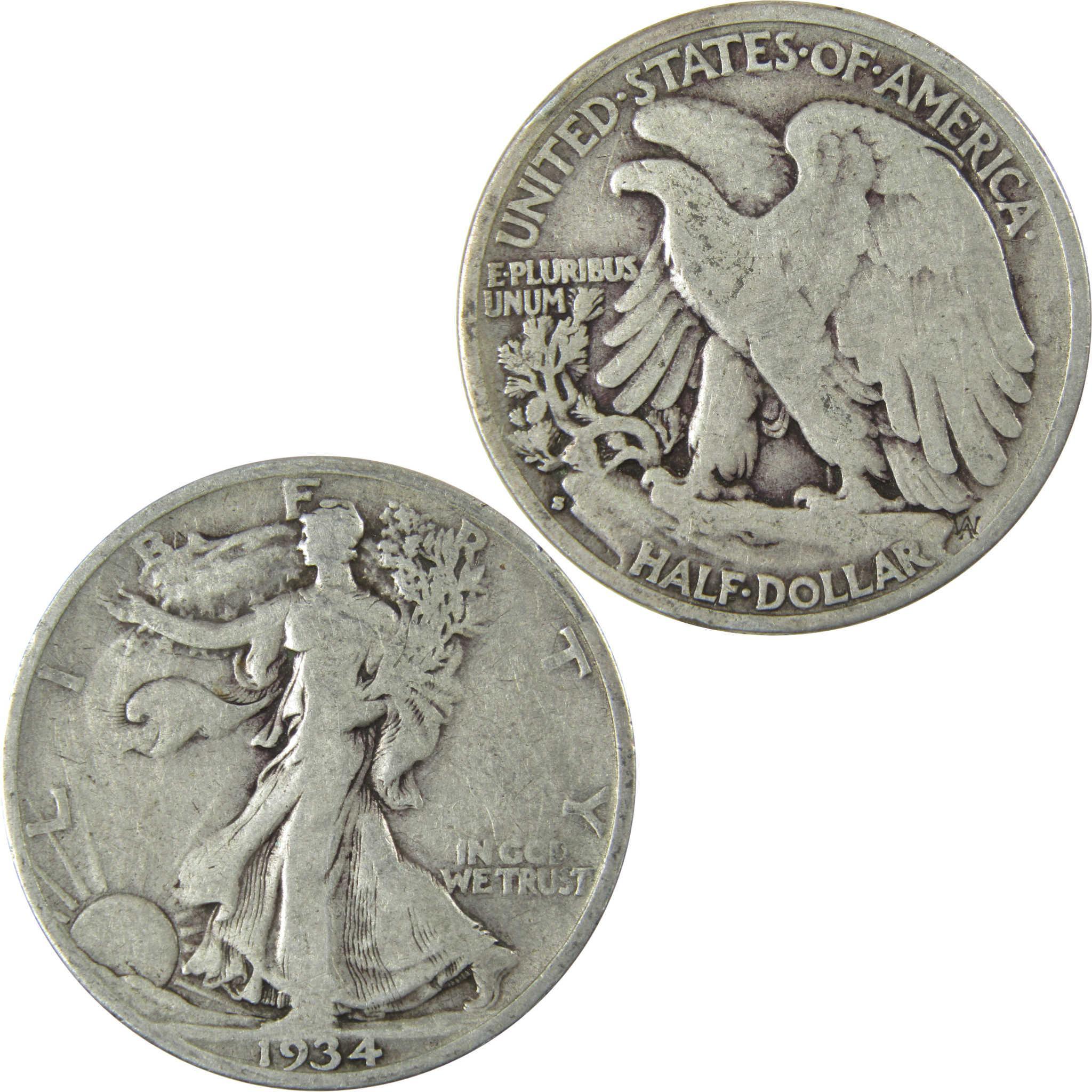 1934 S Liberty Walking Silver Half Dollar VG Very Good SKU:CP524