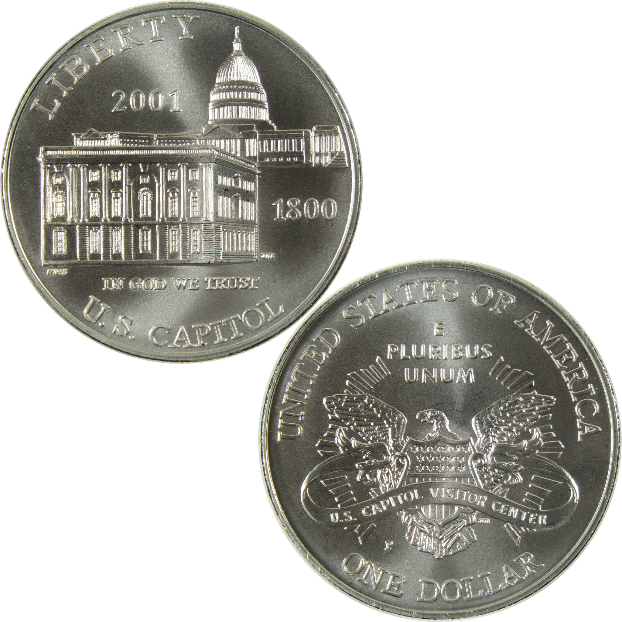 2001 P U.S. Capitol Commemorative Silver Dollar Uncirculated $1 Coin
