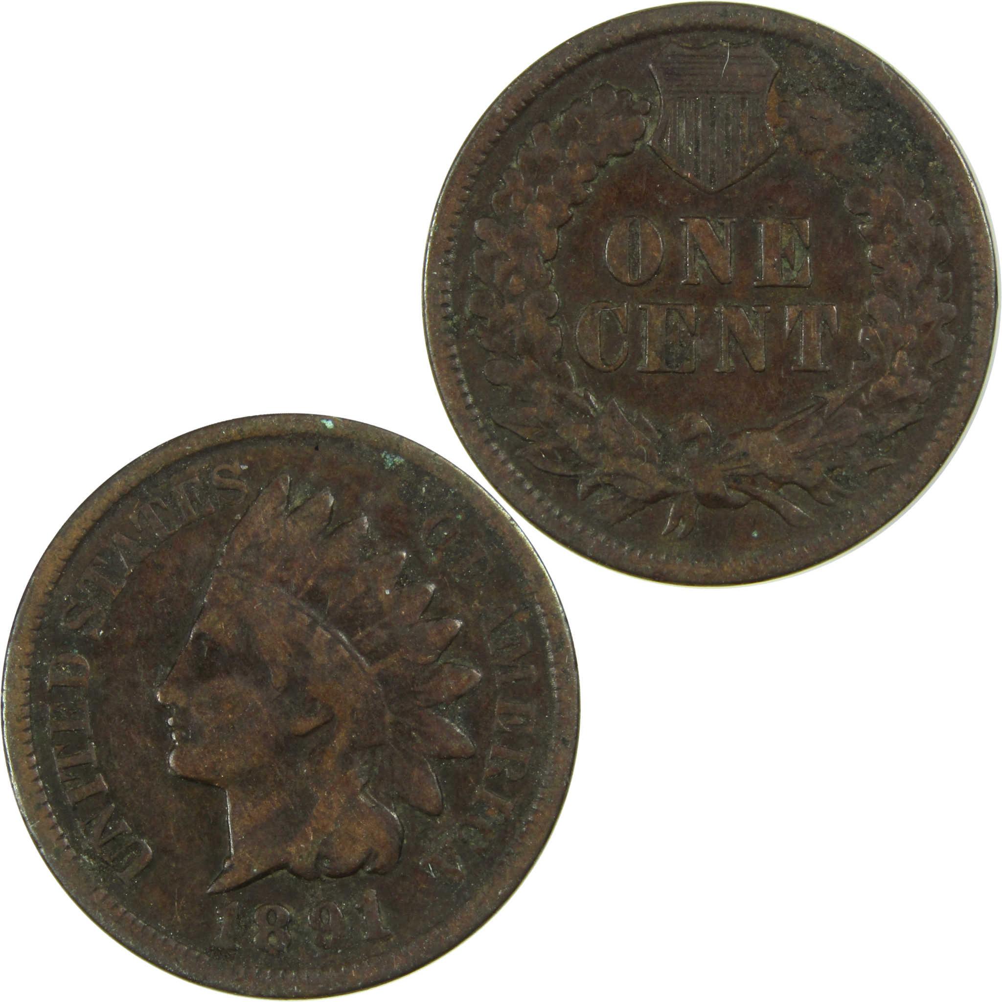 1891 Indian Head Cent G Good Penny 1c Coin SKU:I27017