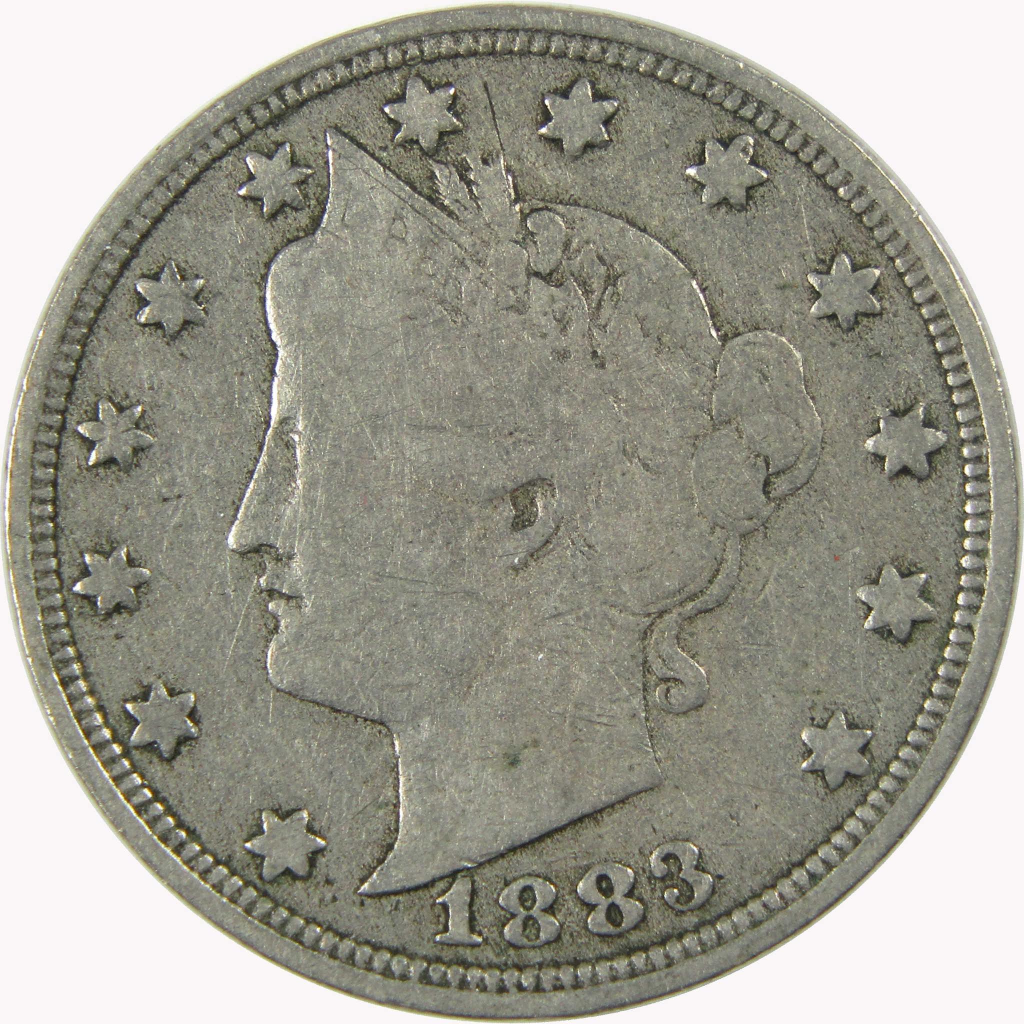 1883 No Cents Liberty Head V Nickel F Fine 5c Coin SKU:I26505