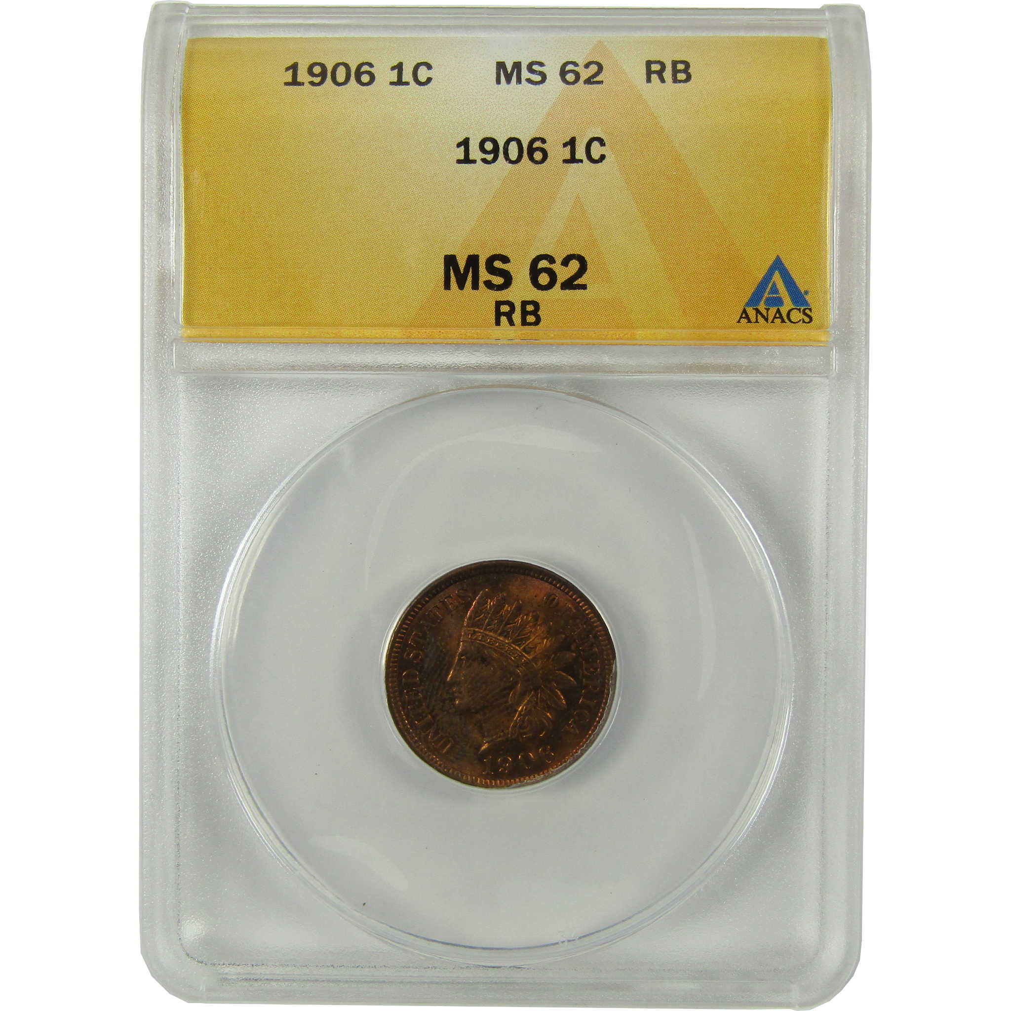 1906 Indian Head Cent MS 62 RB ANACS Uncirculated Penny SKU:I28406